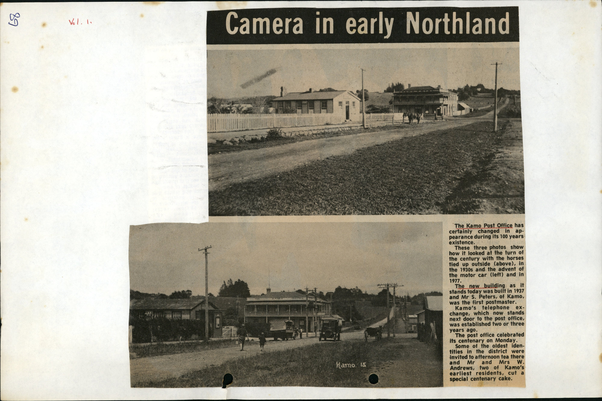 PN01.68 Kamo Post Office, turn of the century,  1937 &amp; 1977