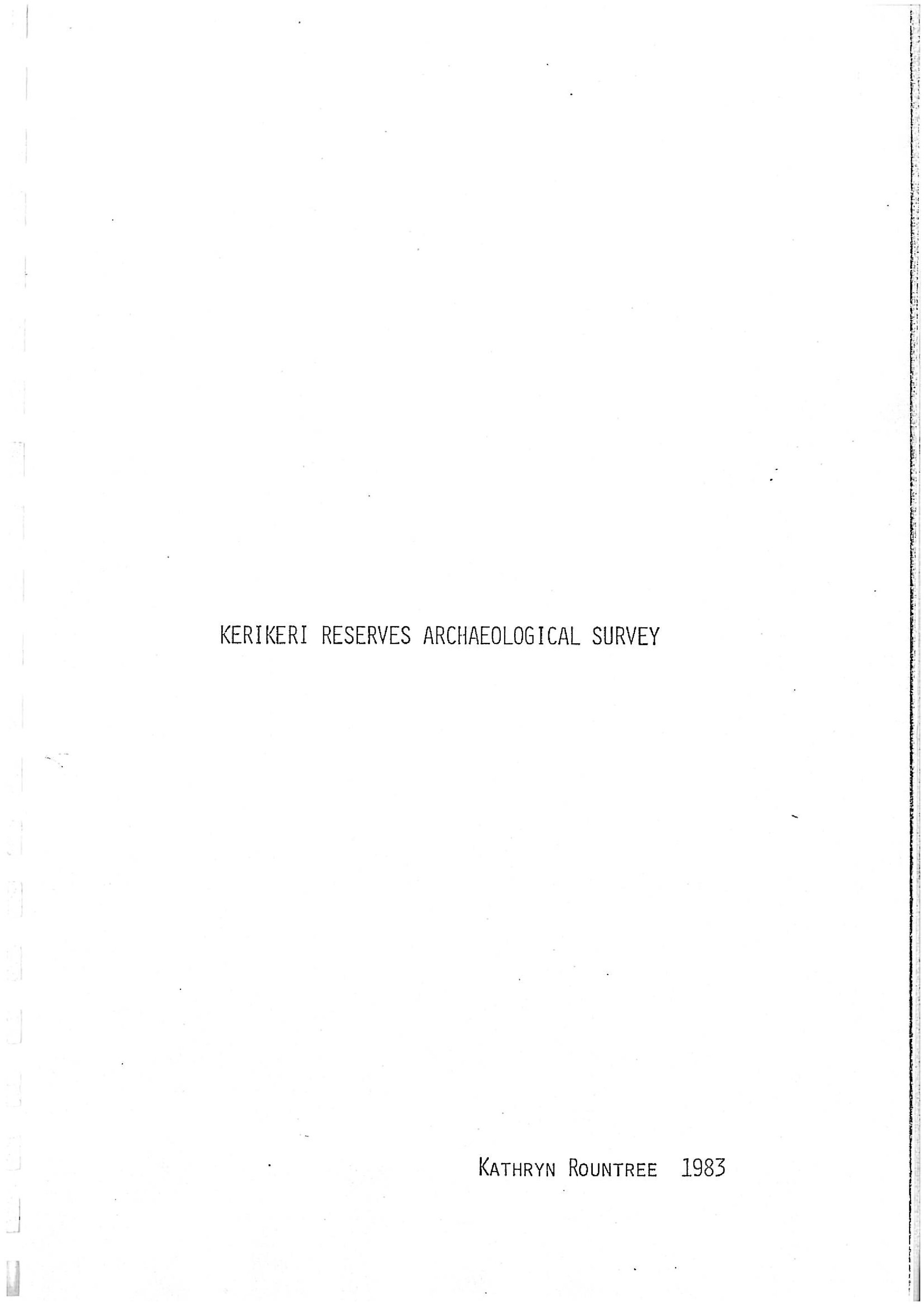 Kerikeri Reserves Archaeological Survey