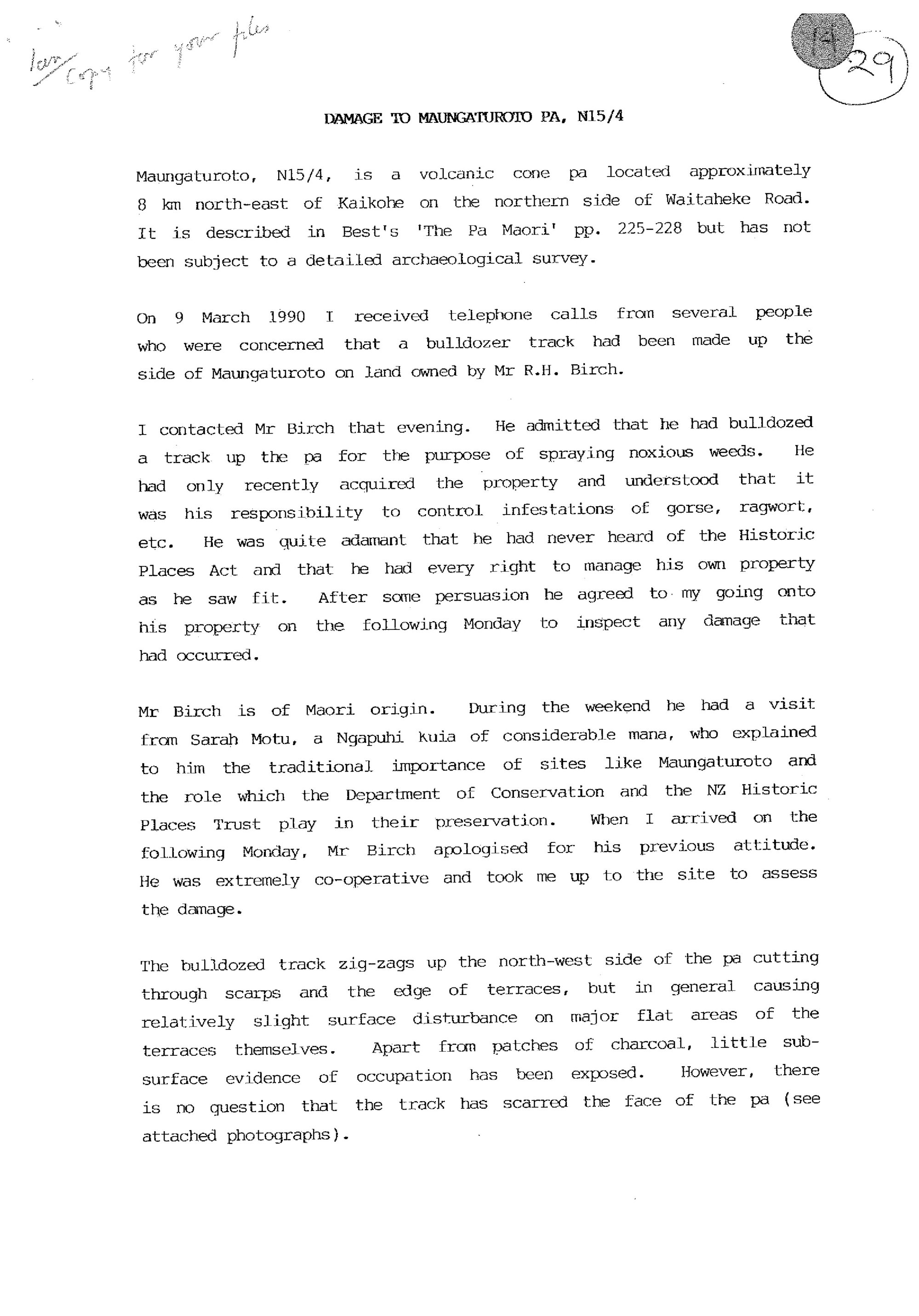  Damage to Maungaturoto Pa, N15-4