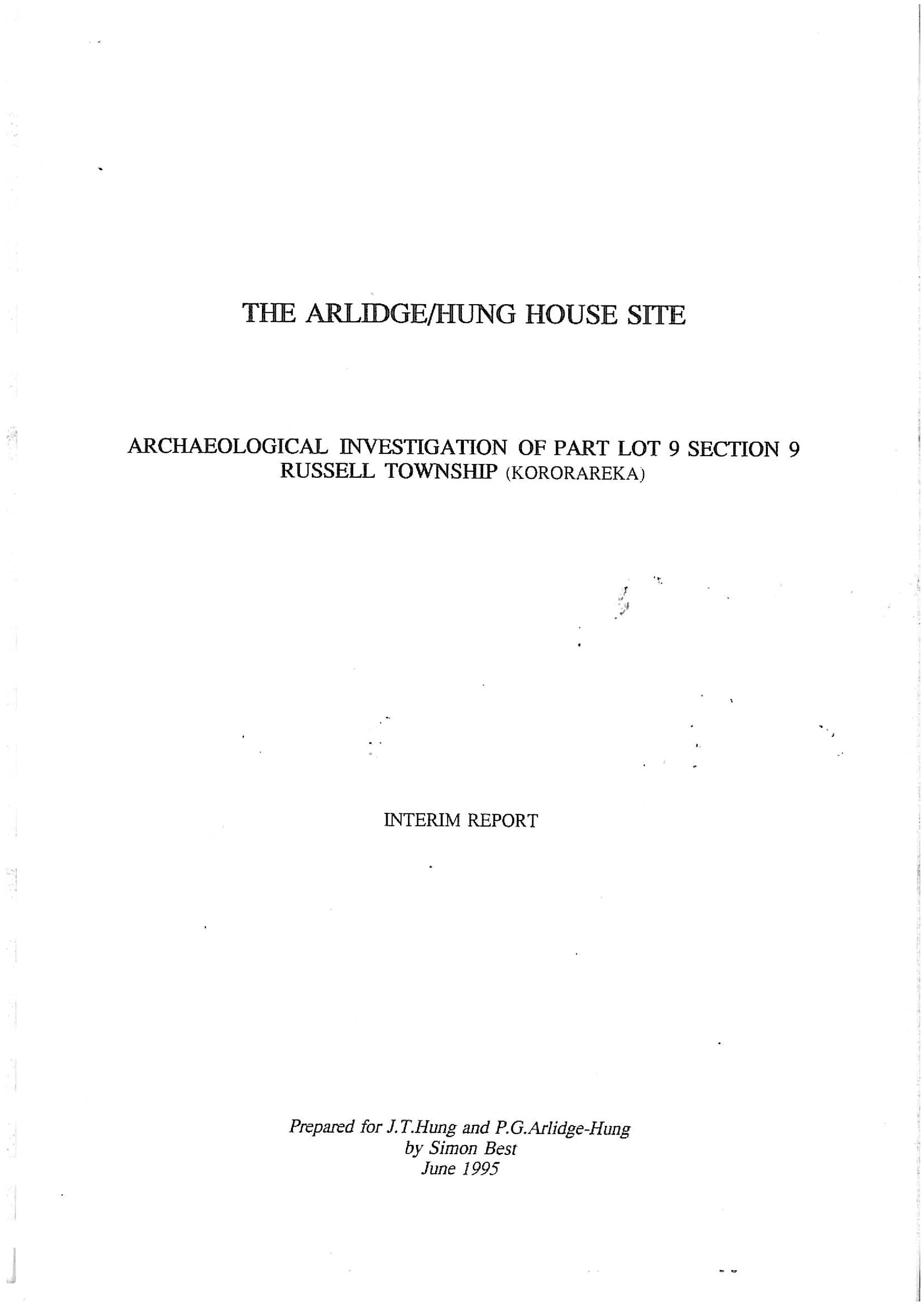 The Arlidge- Hung house site, Russell