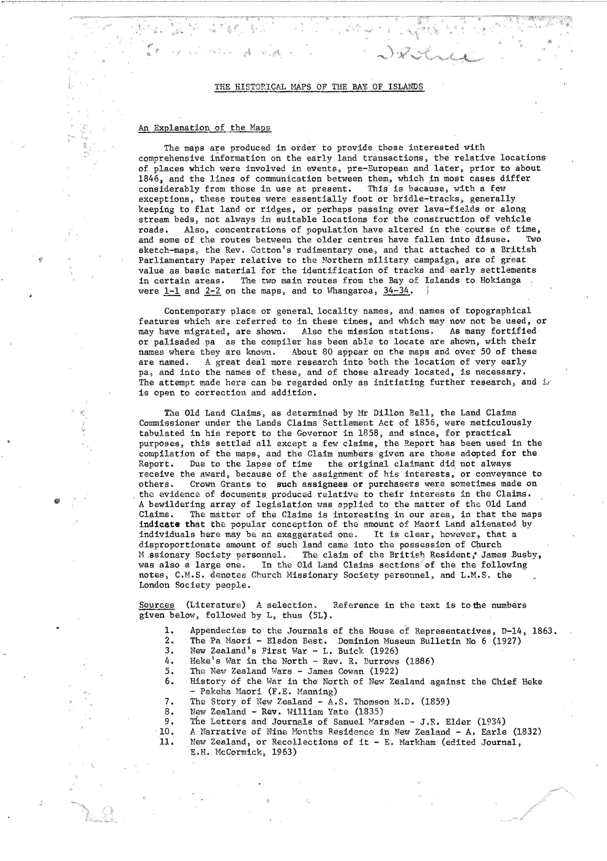 An explaination of The Historical Maps of the Bay of Islands