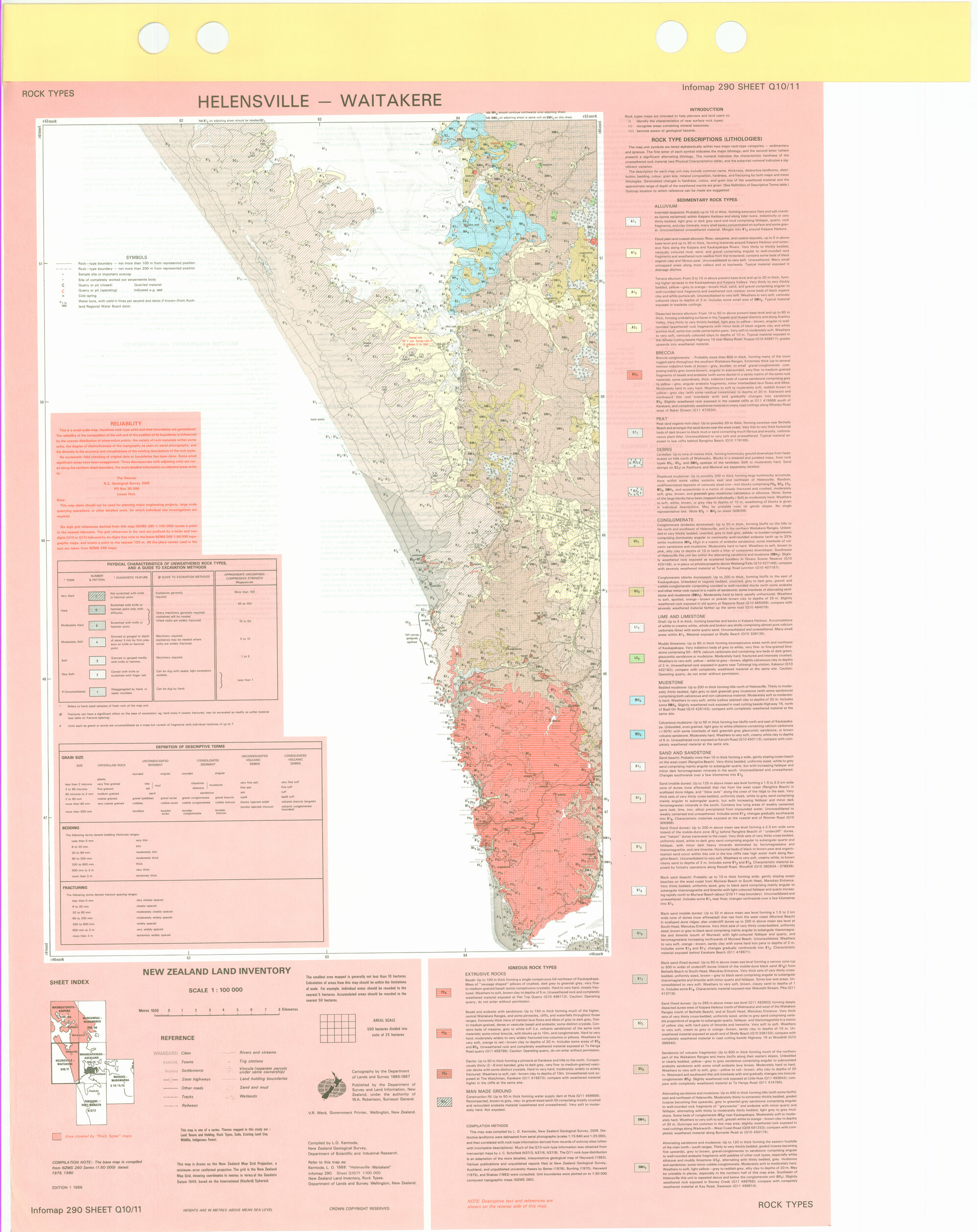 New Zealand Land Inventory : Helensville-Waitakere : Rock types