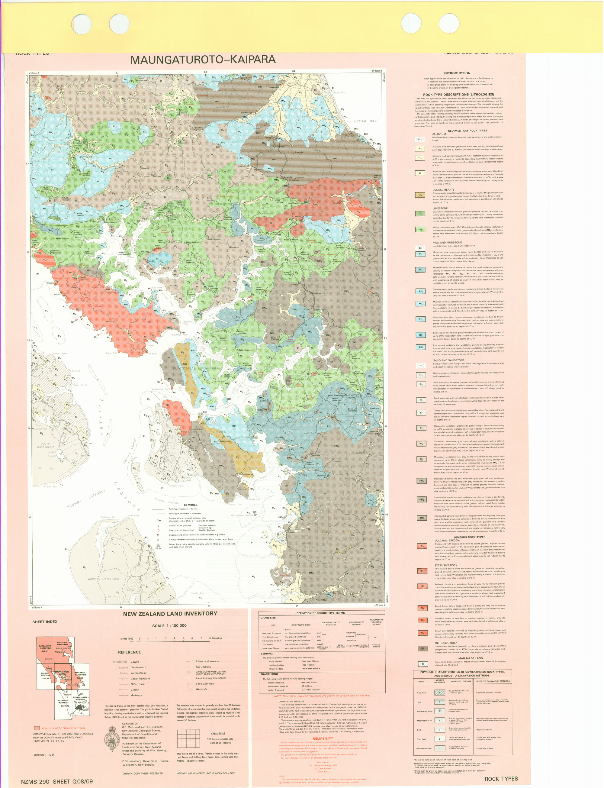New Zealand Land Inventory : Maungaturoto-Kaipara : Rock types