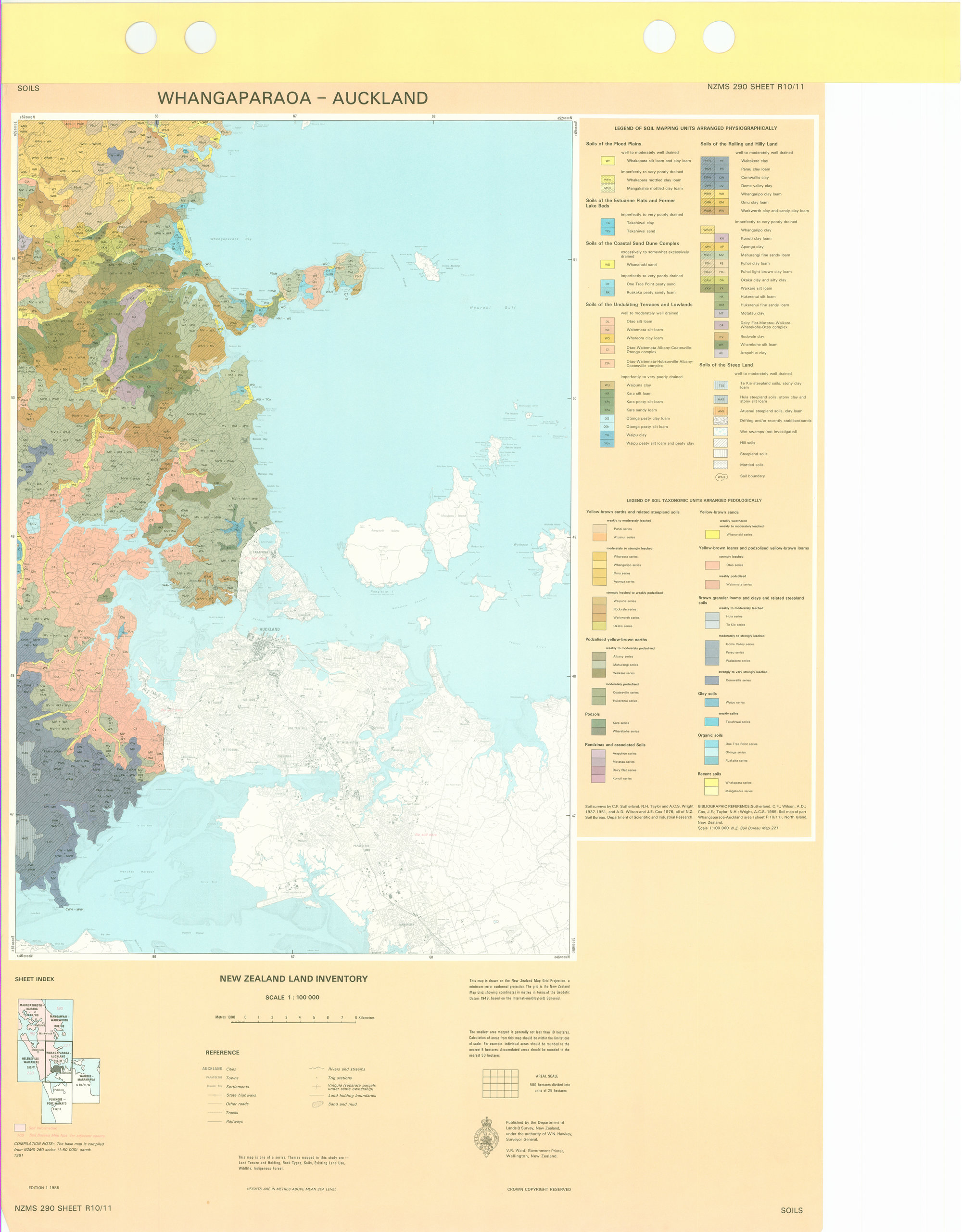New Zealand Land Inventory : Whangaparaoa-Auckland : Soils