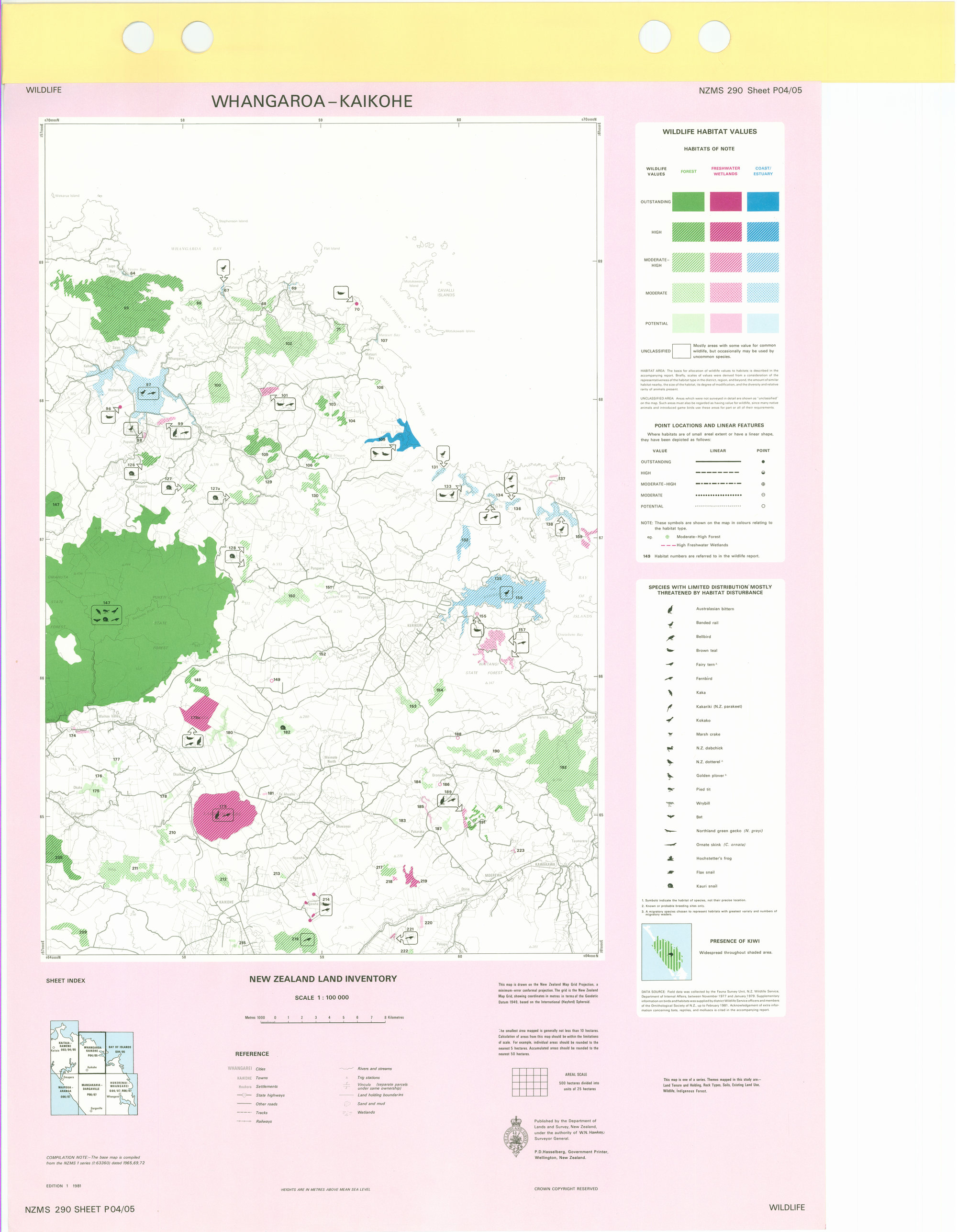 New Zealand Land Inventory : Whangaroa-Kaikohe : Wildlife