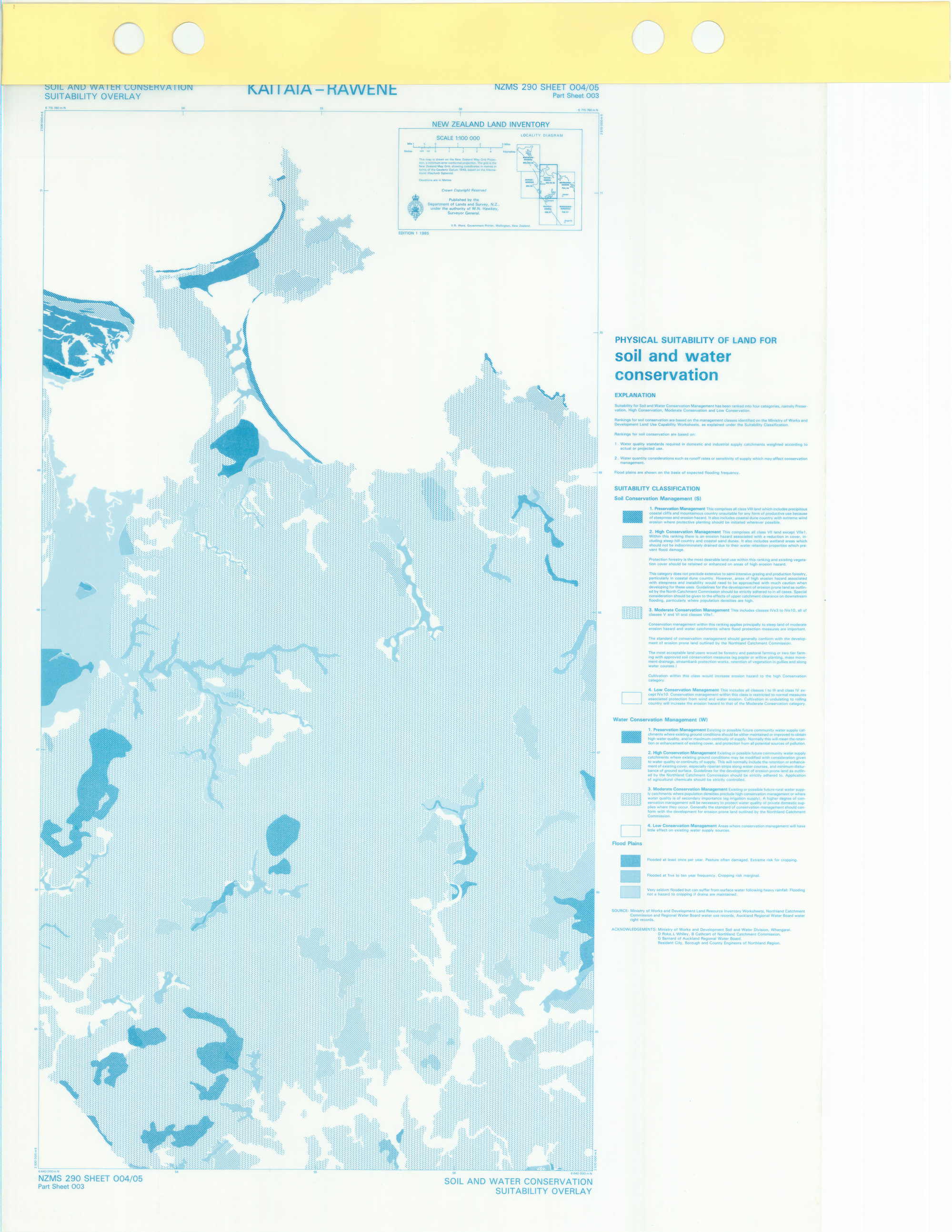 New Zealand Land Inventory : Kaitaia-Rawene : Soil and water conservation suitability overlay 