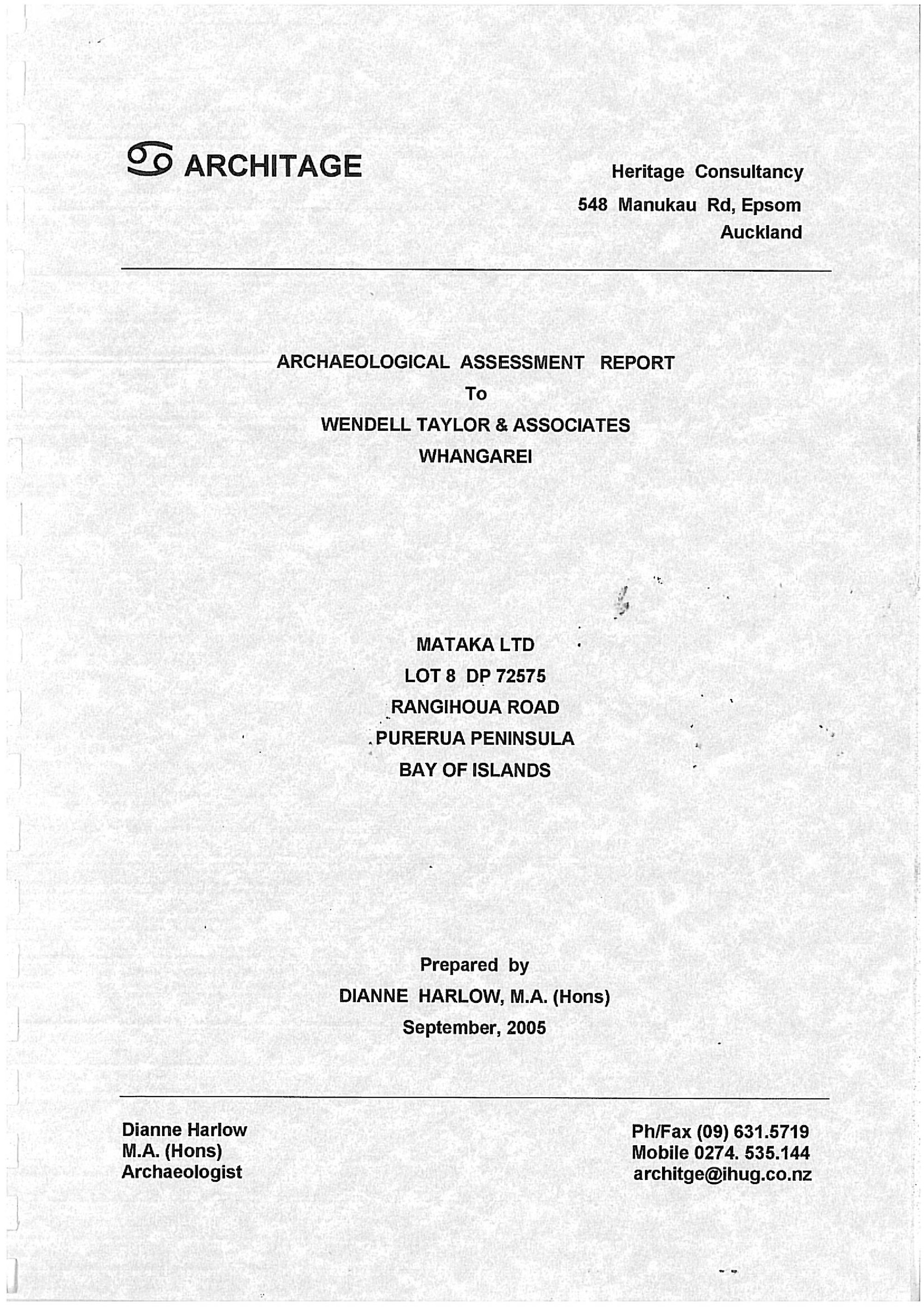 Archaeological assessment report. Rangihoua Road, Purerua Peninsula