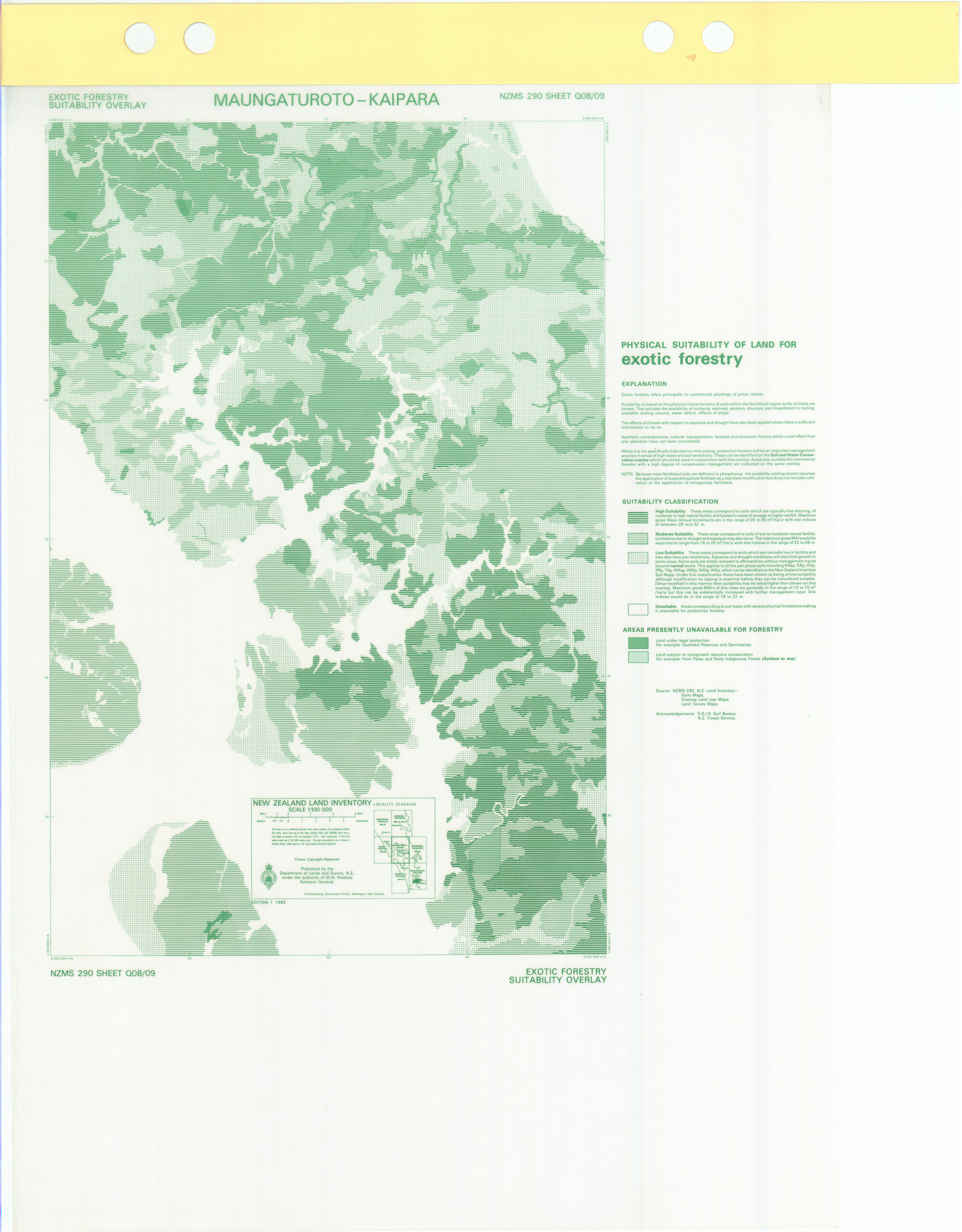 New Zealand Land Inventory : Maungaturoto-Kaipara : Exotic forestry suitability overlay