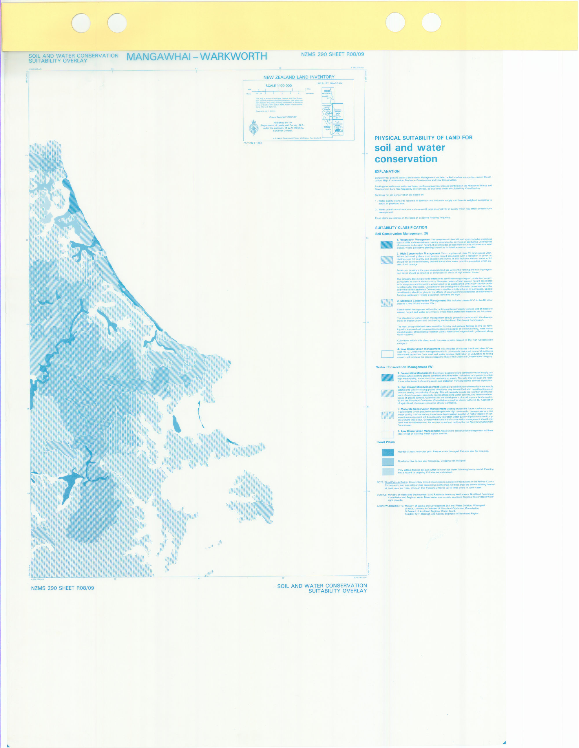 New Zealand Land Inventory : Mangawhai-Warkworth : Soil and water conservation suitability overlay 
