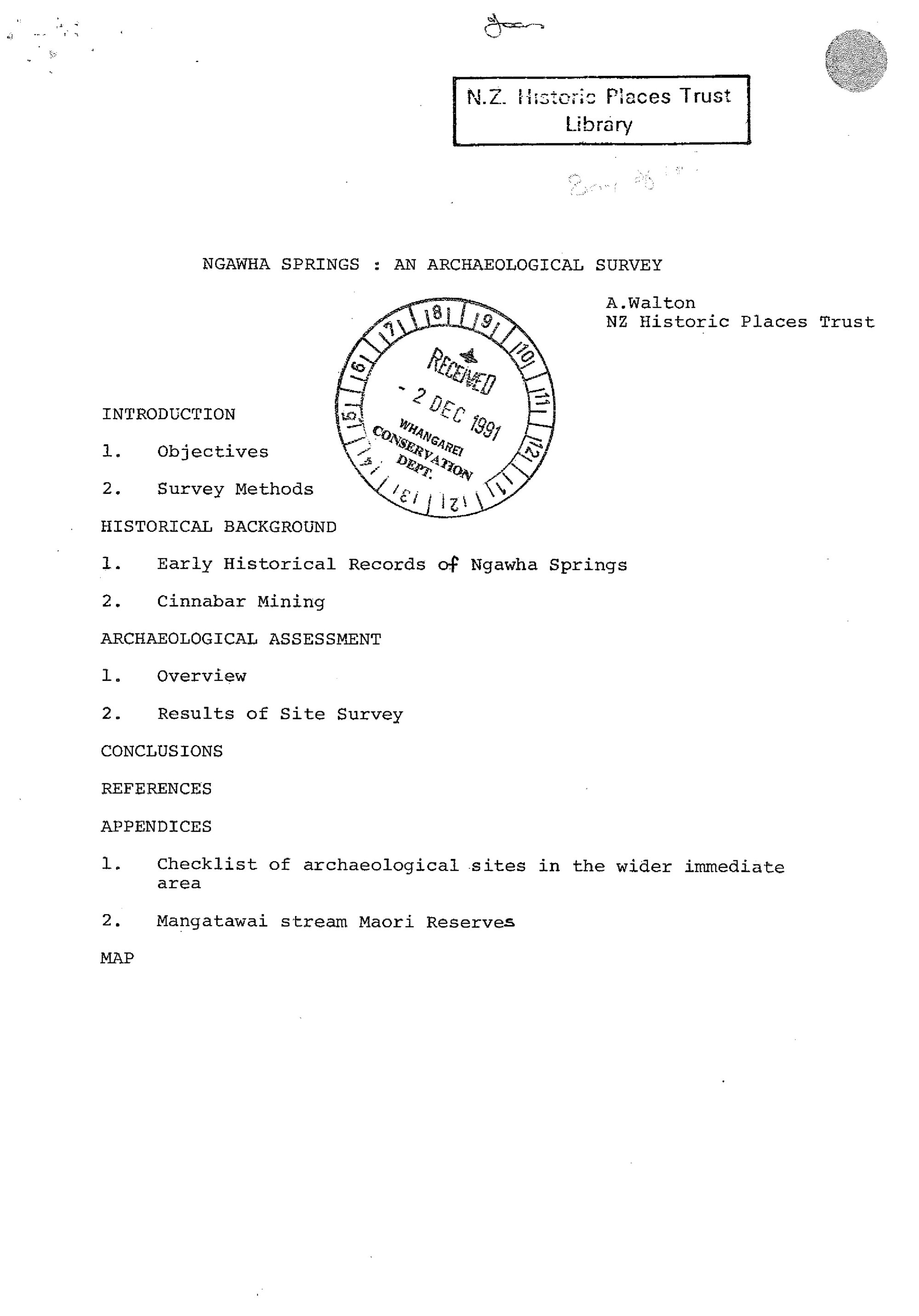 Ngawha Springs. An archaeological survey