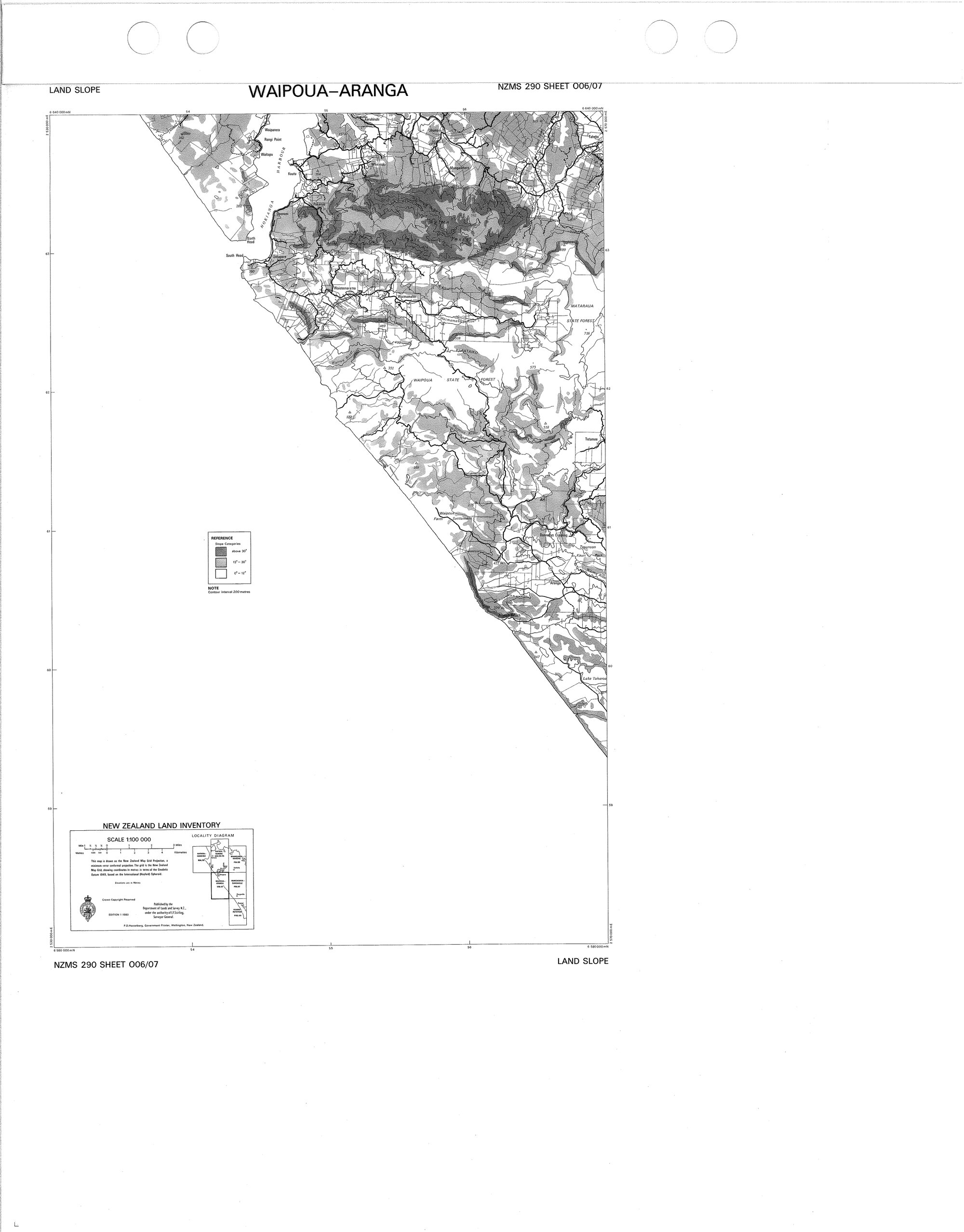 New Zealand Land Inventory : Waipoua-Aranga : Land slope