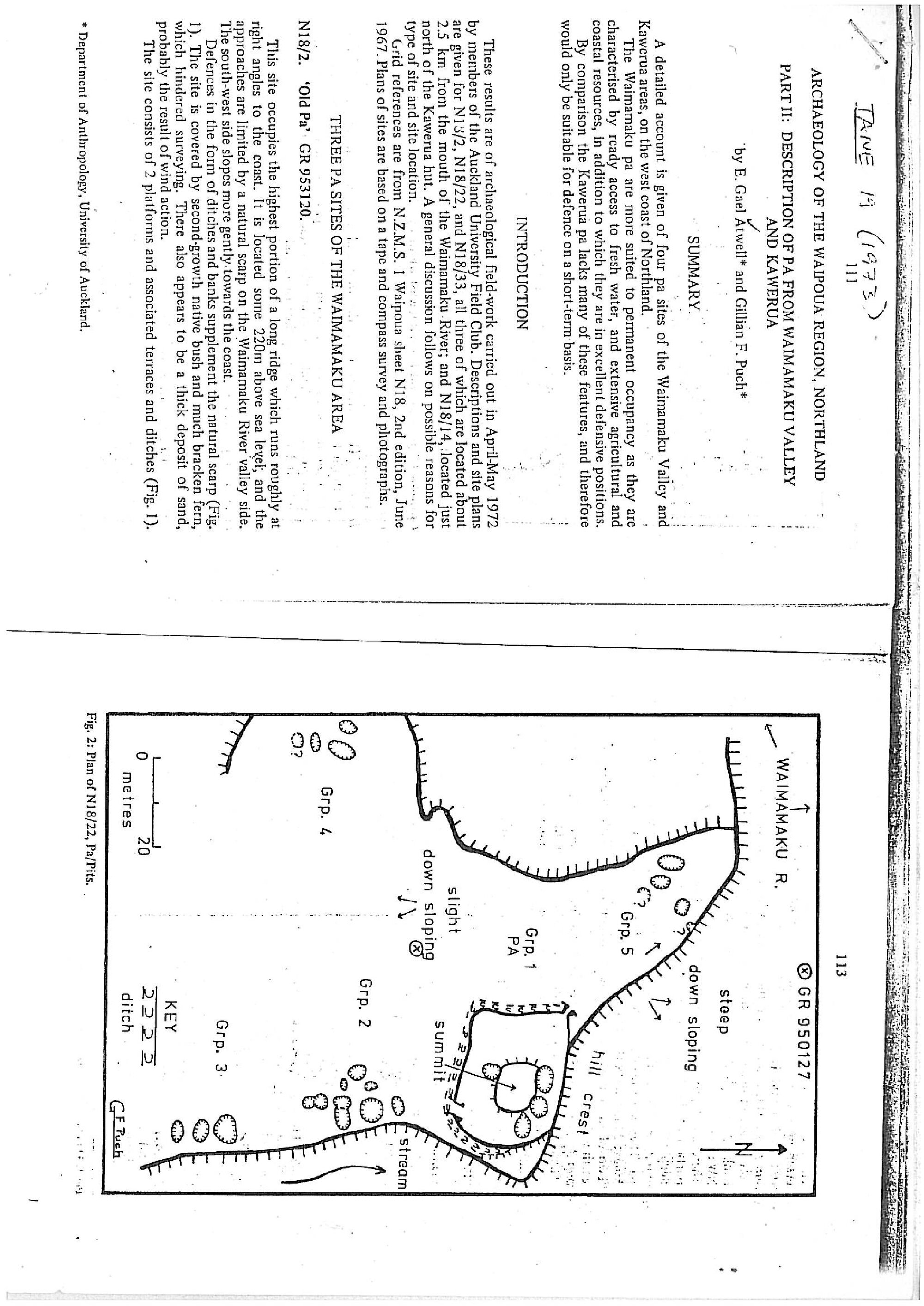 Archaeology of the Waipoua Region, Northland. Part 3 Description of Pa from Waimamamuku Valley and Kawerua. 
