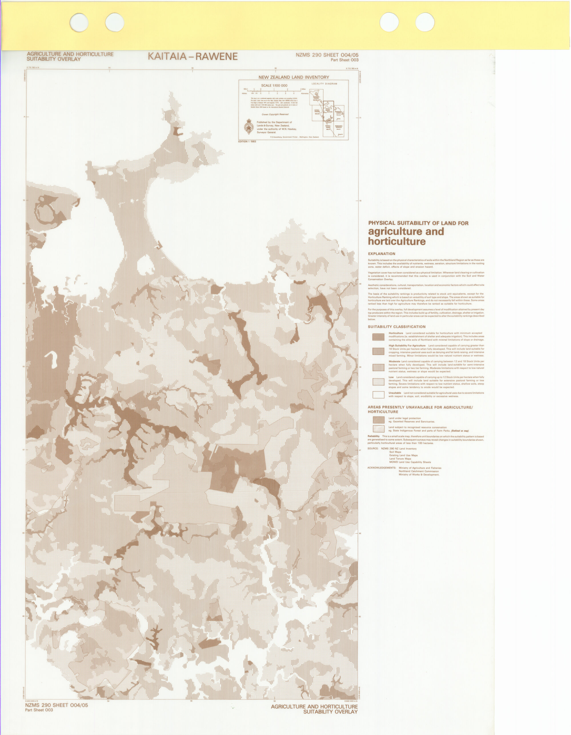 New Zealand Land Inventory : Kaitaia-Rawene : Agriculture and horticulture suitability overlay