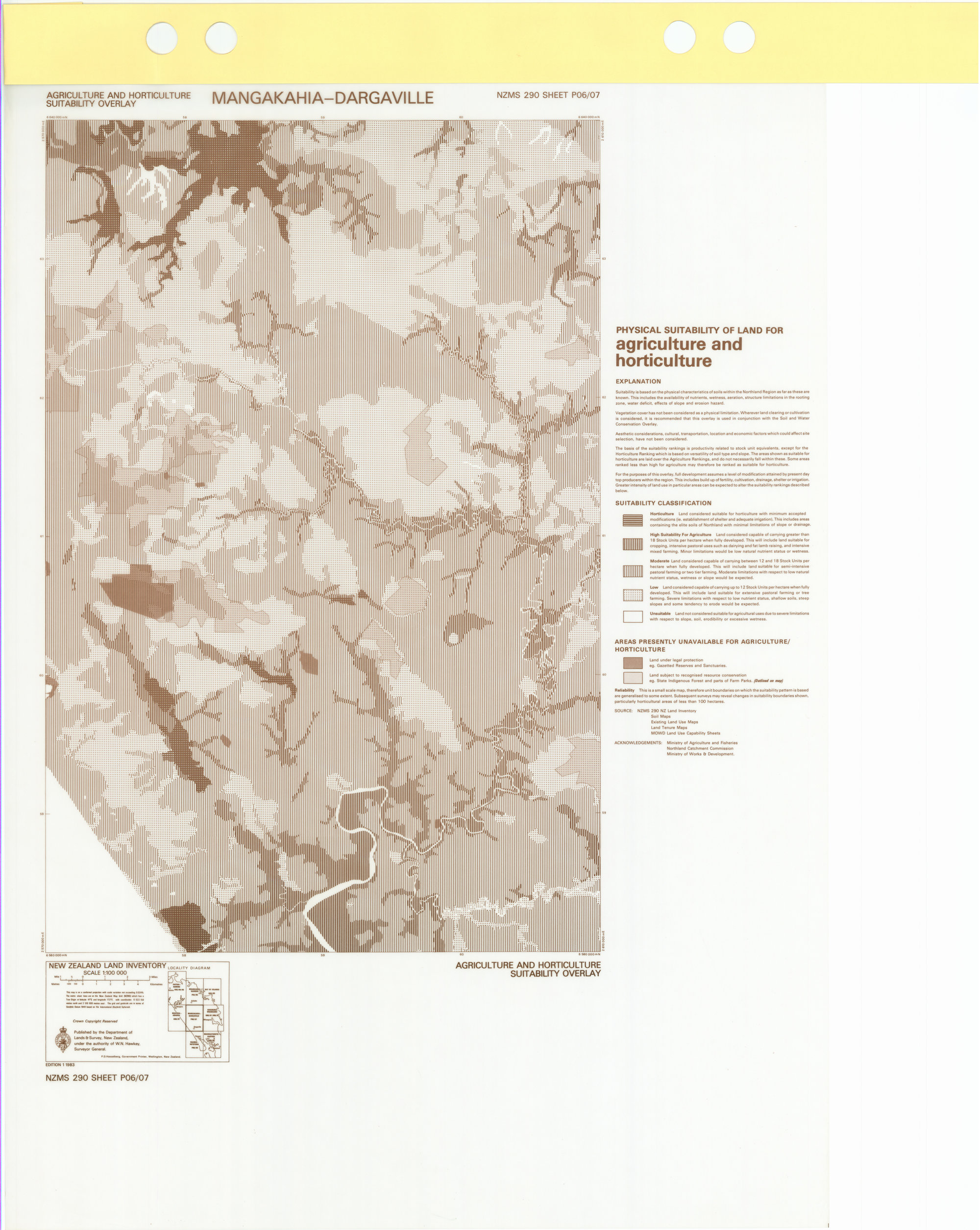 New Zealand Land Inventory : Mangakahia-Dargaville : Agriculture and horticulture suitability overlay
