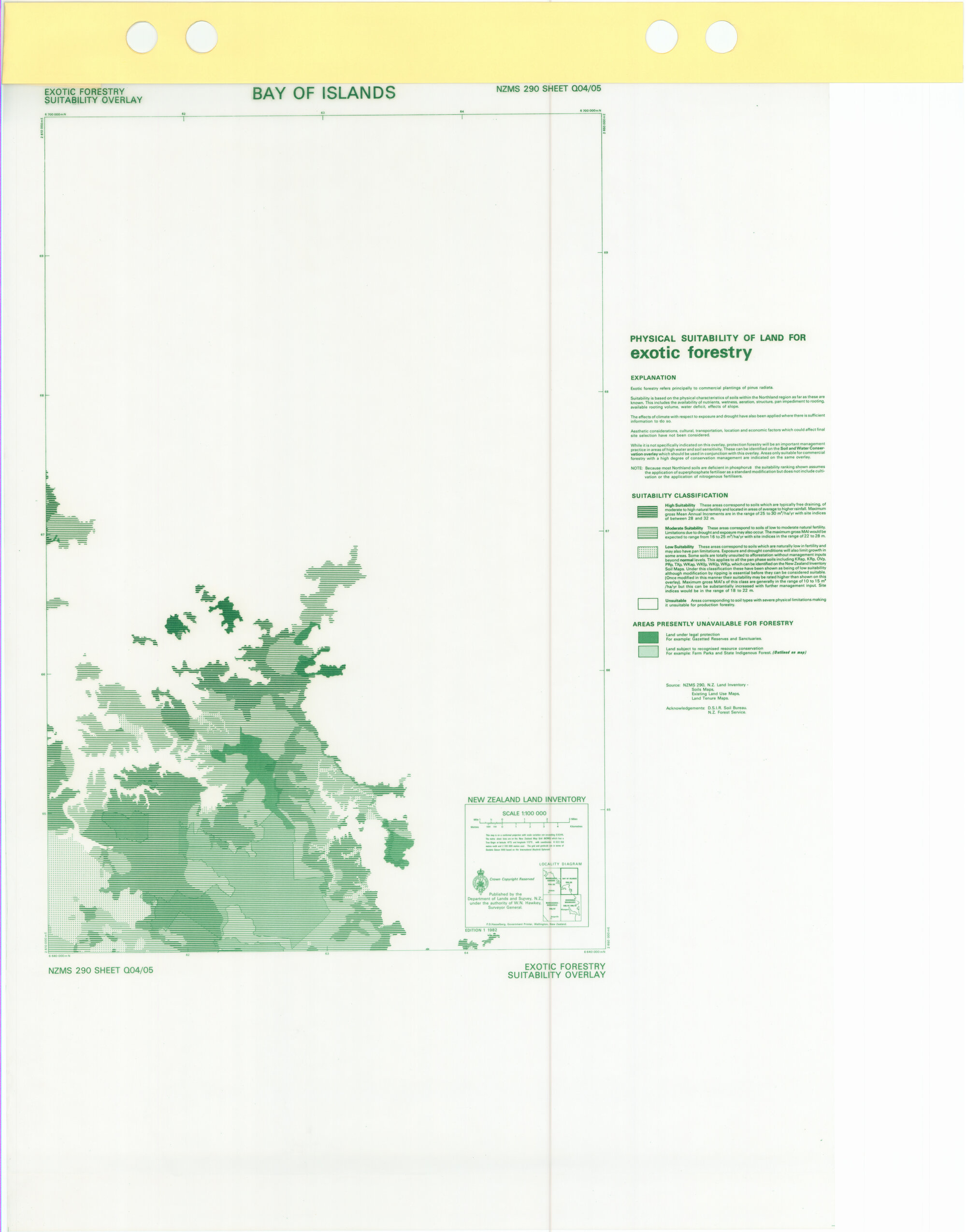 New Zealand Land Inventory : Bay of Islands : Exotic forestry suitability overlay