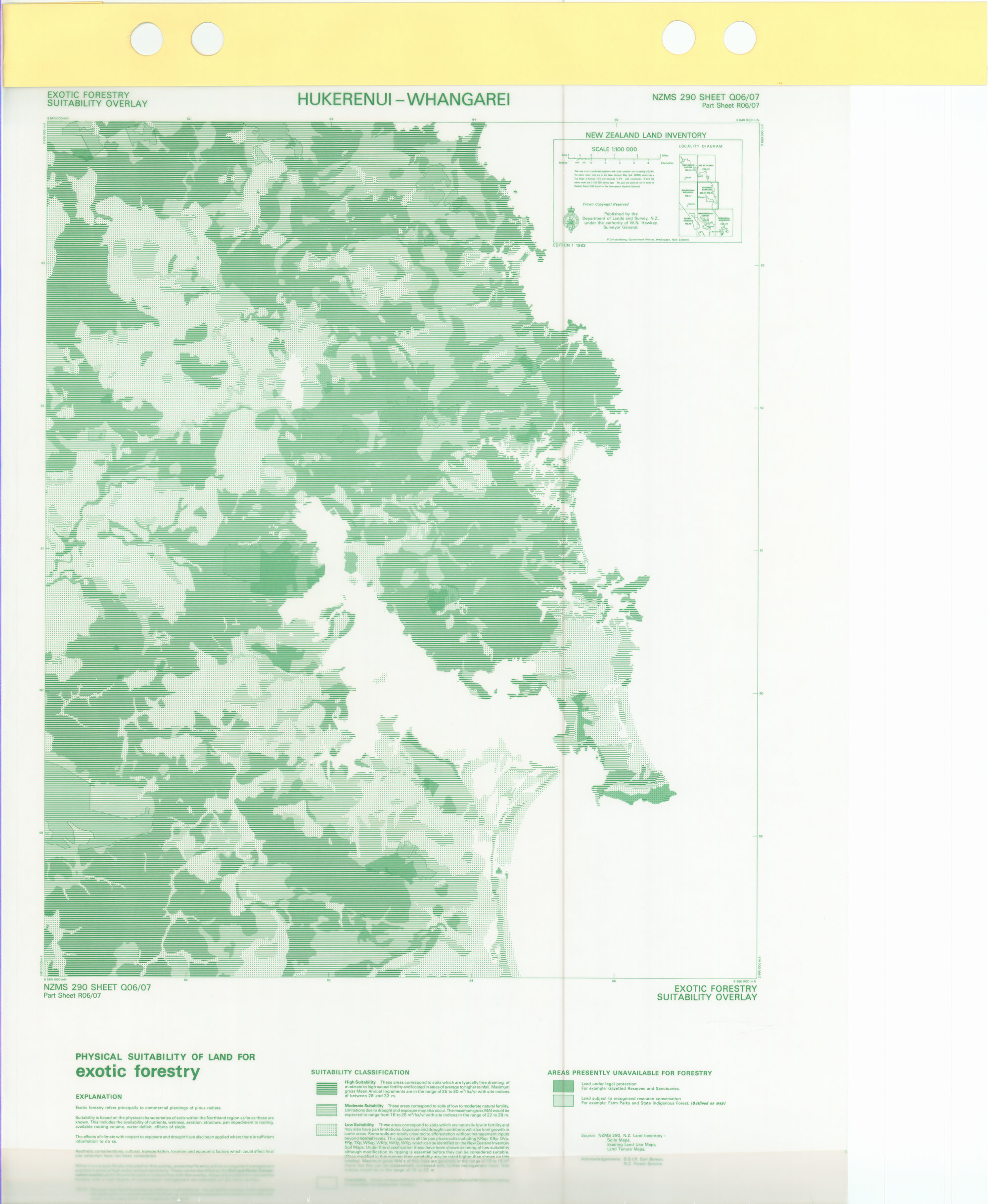 New Zealand Land Inventory : Hukerenui-Whangarei : Exotic forestry suitability overlay