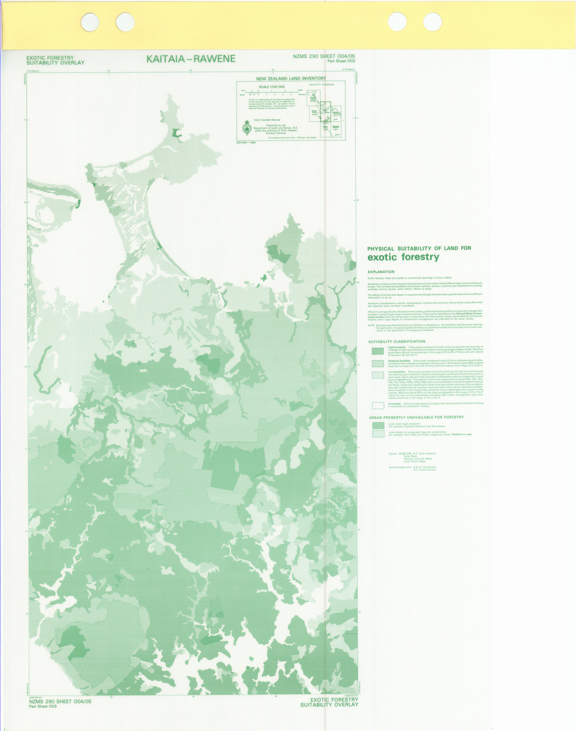 New Zealand Land Inventory : Kaitaia-Rawene : Exotic forestry suitability overlay