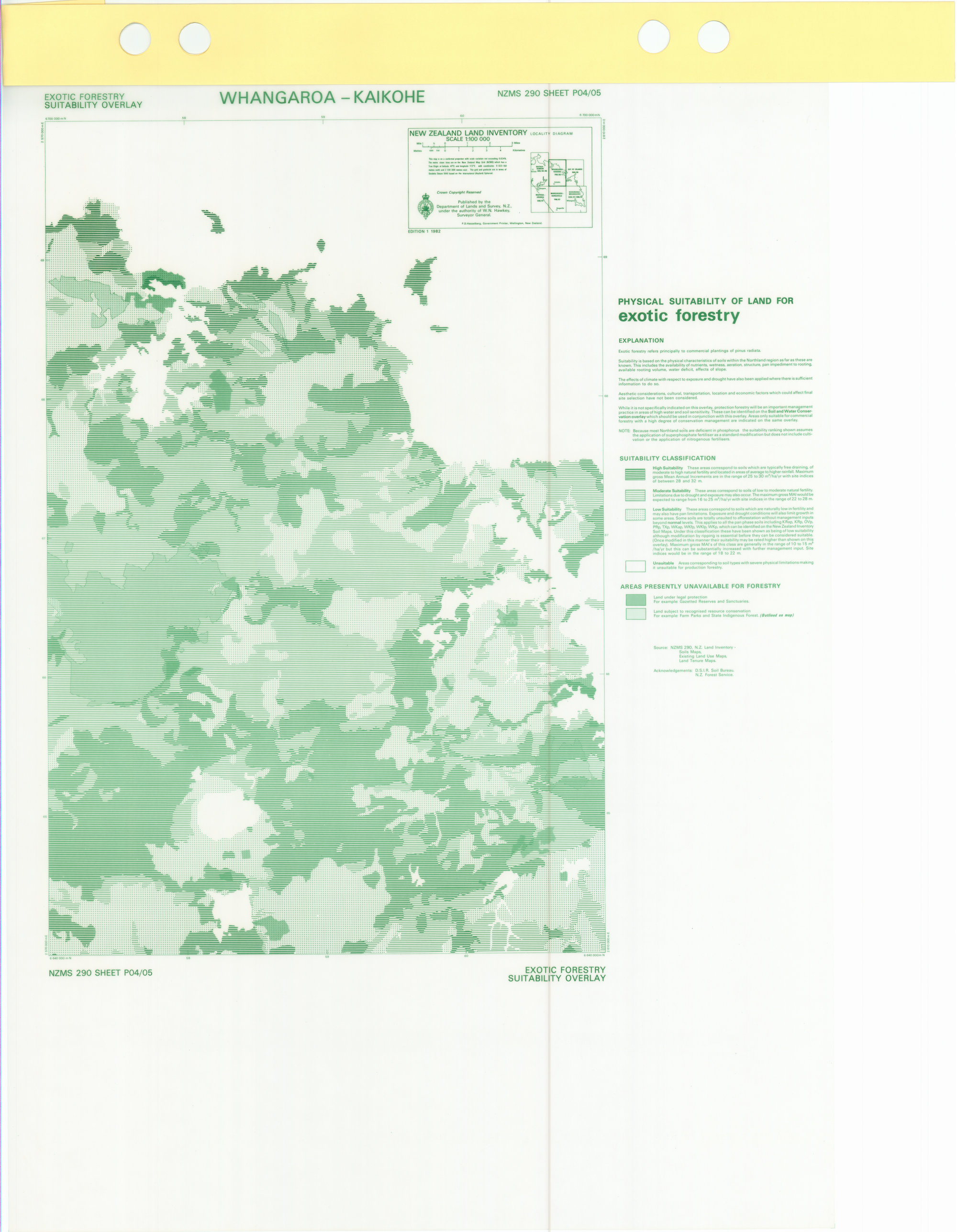 New Zealand Land Inventory : Whangaroa-Kaikohe : Exotic forestry suitability overlay
