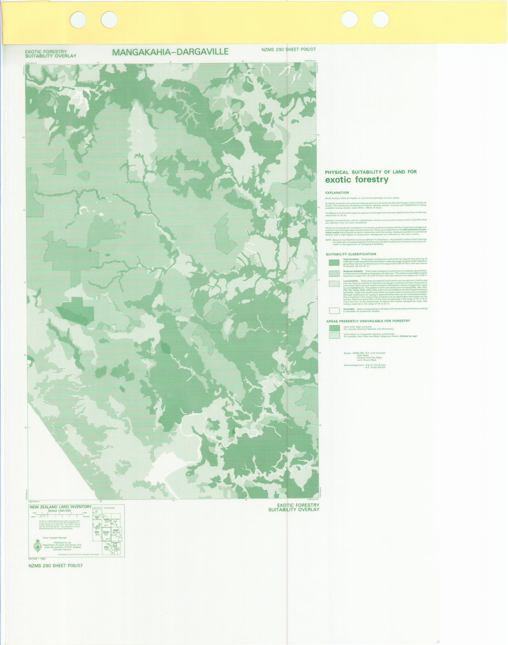 New Zealand Land Inventory : Mangakahia-Dargaville : Exotic forestry suitability overlay