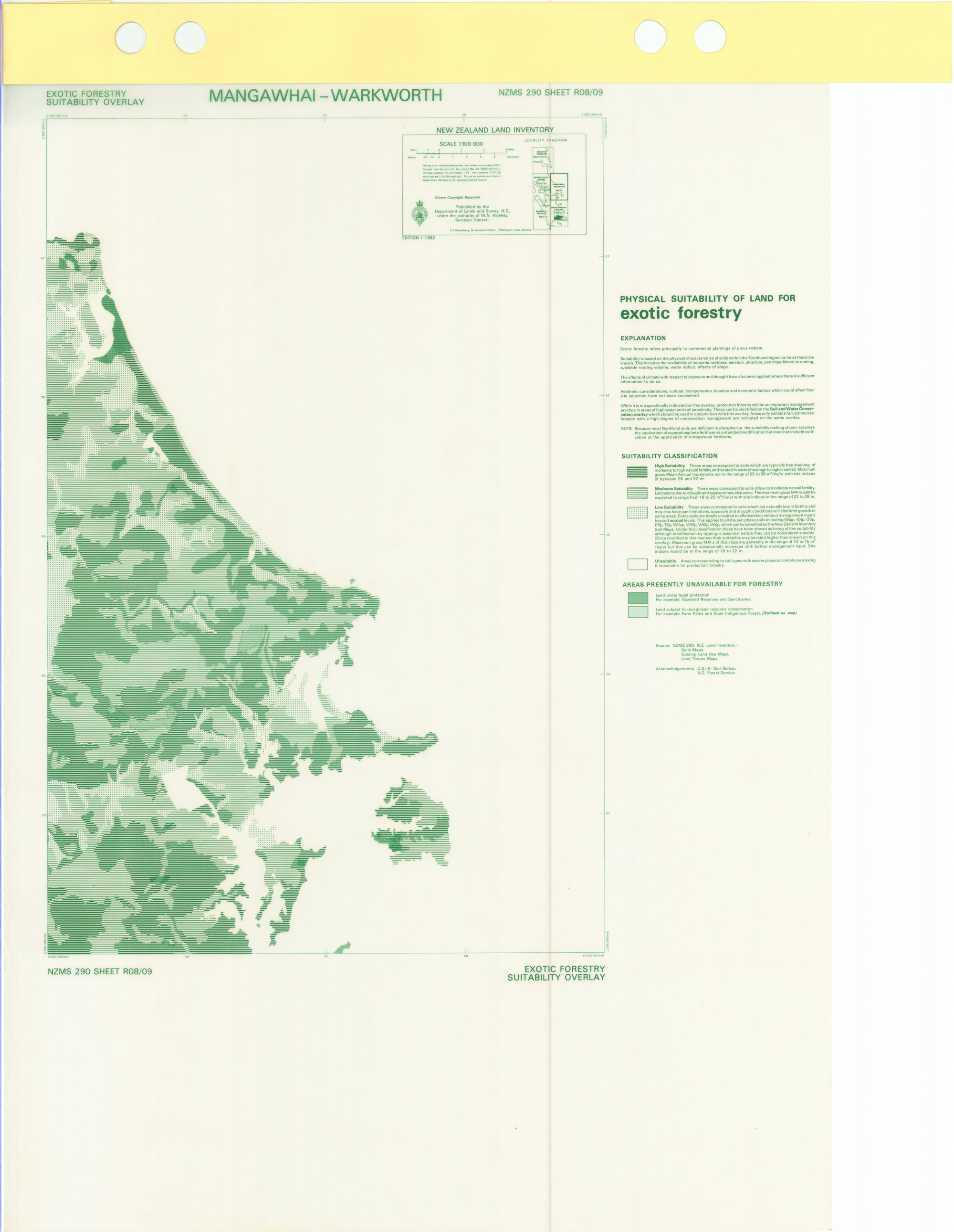 New Zealand Land Inventory : Mangawhai-Warkworth : Exotic forestry suitability overlay