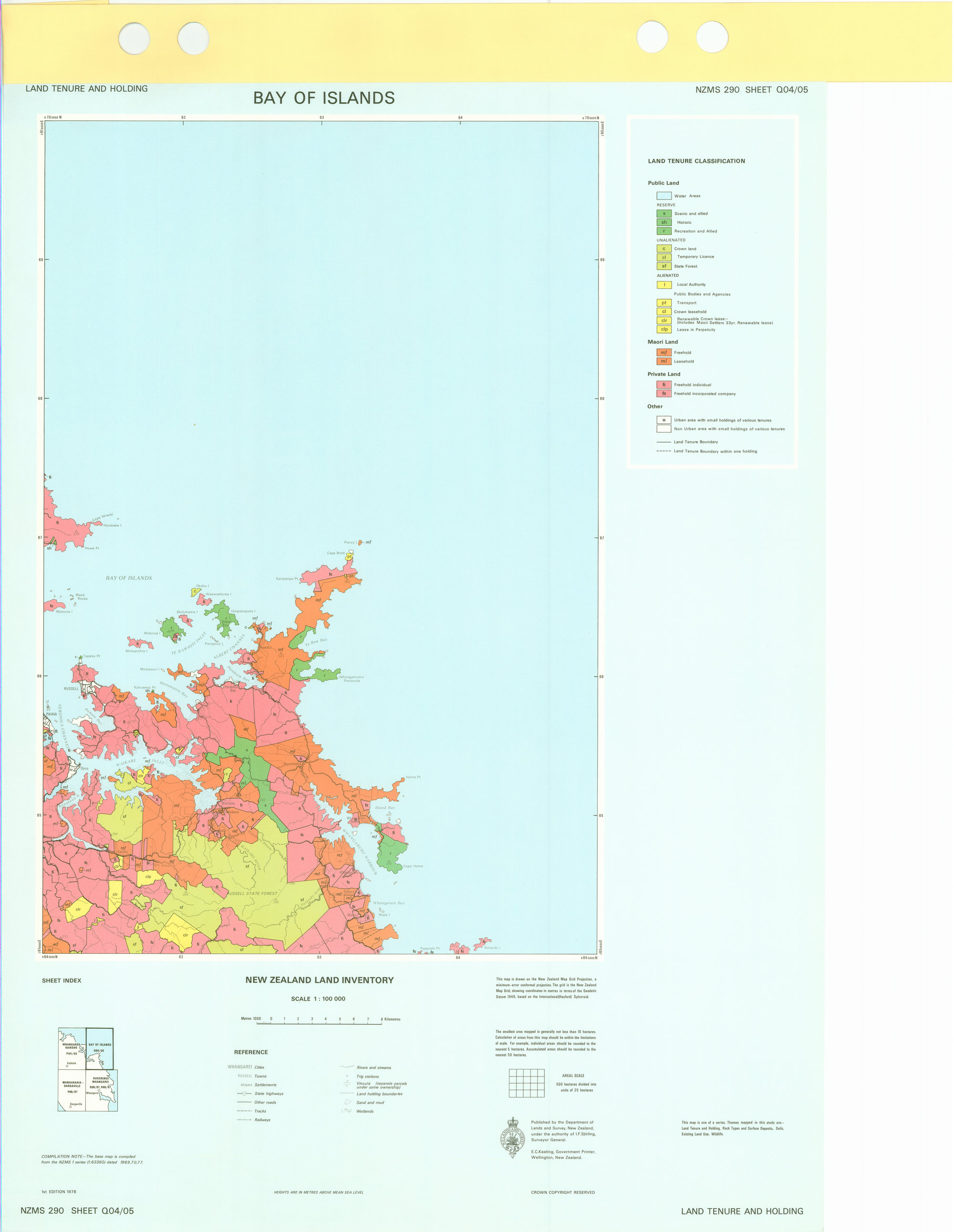 New Zealand Land Inventory : Bay of Islands : Land tenure and holding