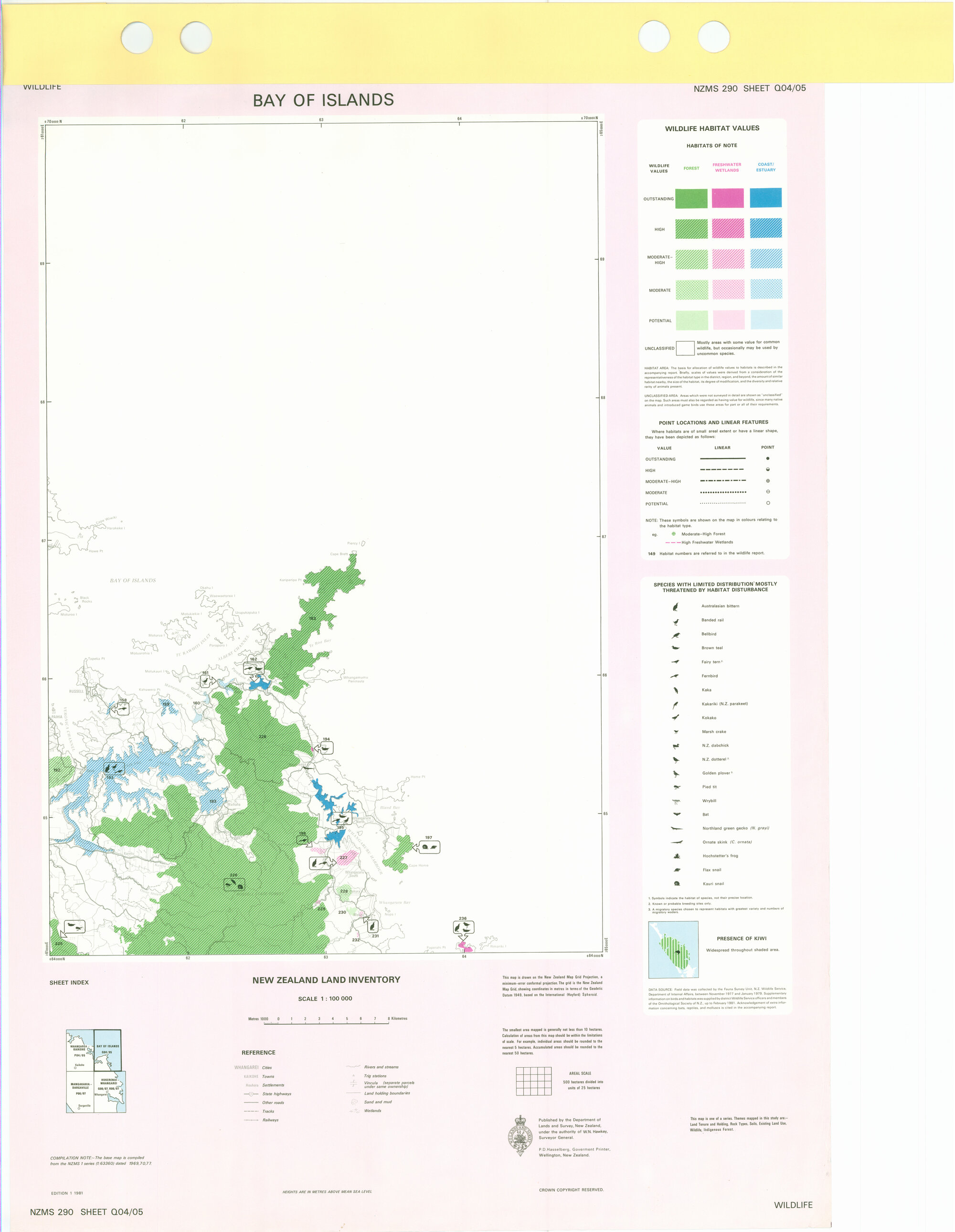 New Zealand Land Inventory : Bay of Islands : Wildlife
