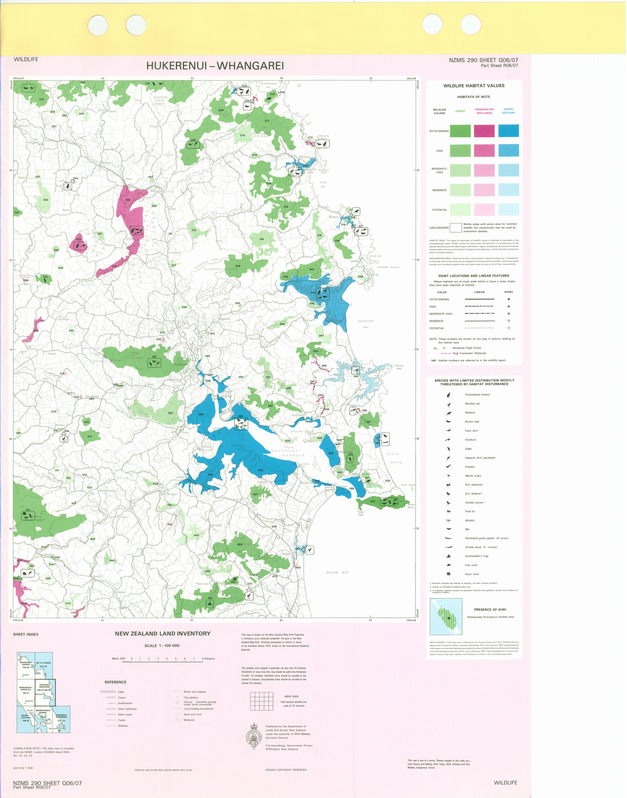 New Zealand Land Inventory : Hukerenui-Whangarei : Wildlife