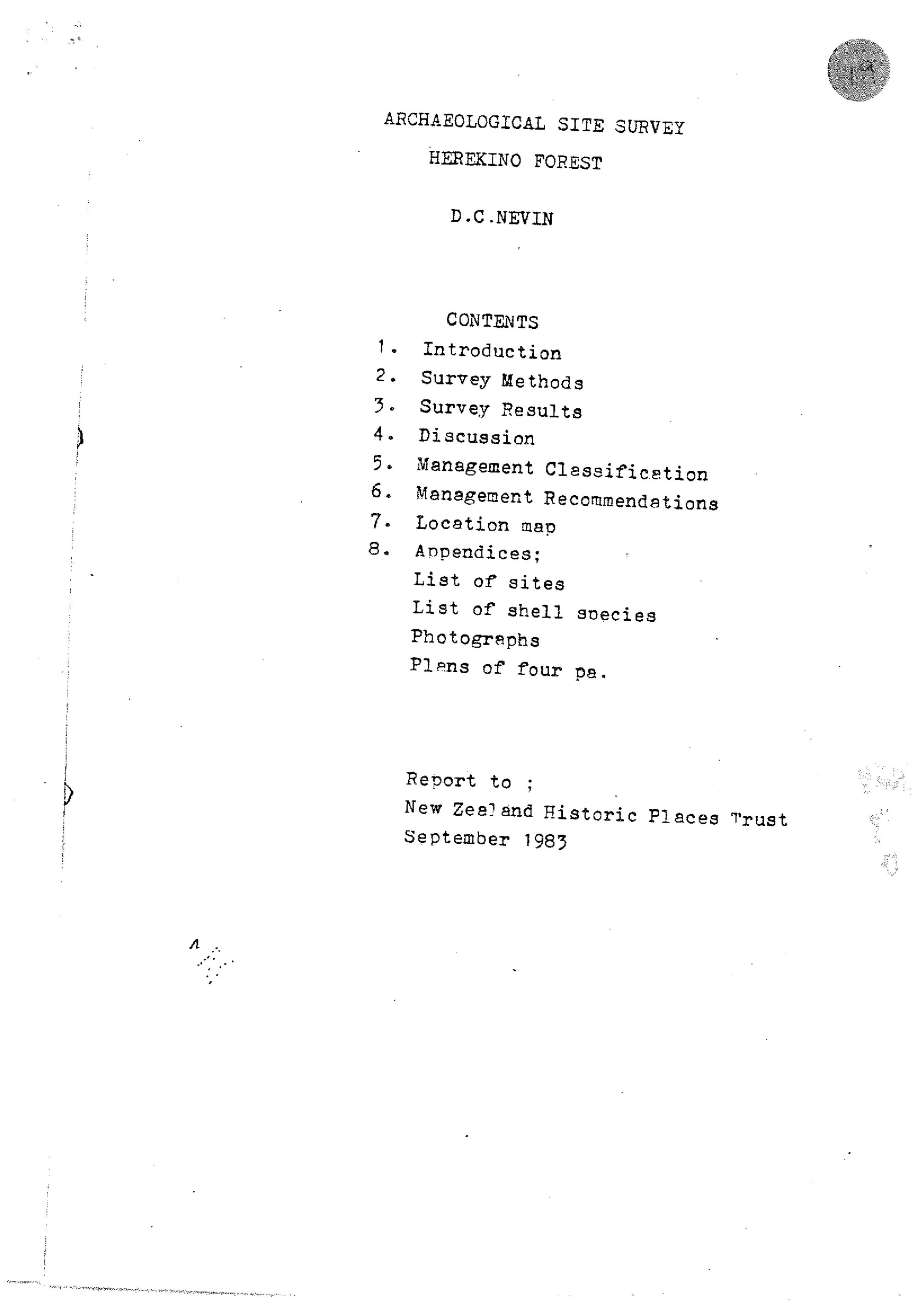  Archaeological site survey, Herekino Forest