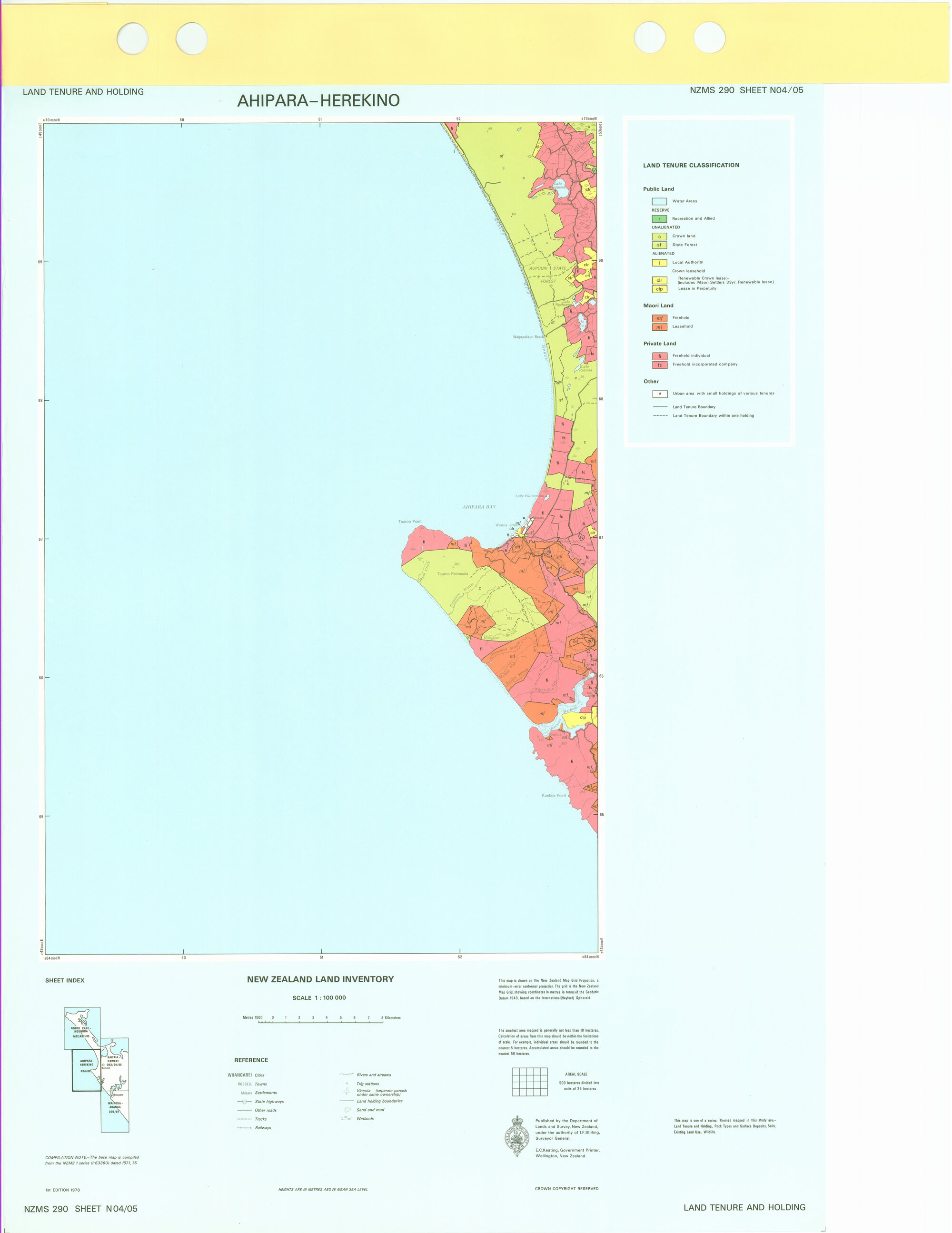 New Zealand Land Inventory : Ahipara-Herekino : Land tenure and holding
