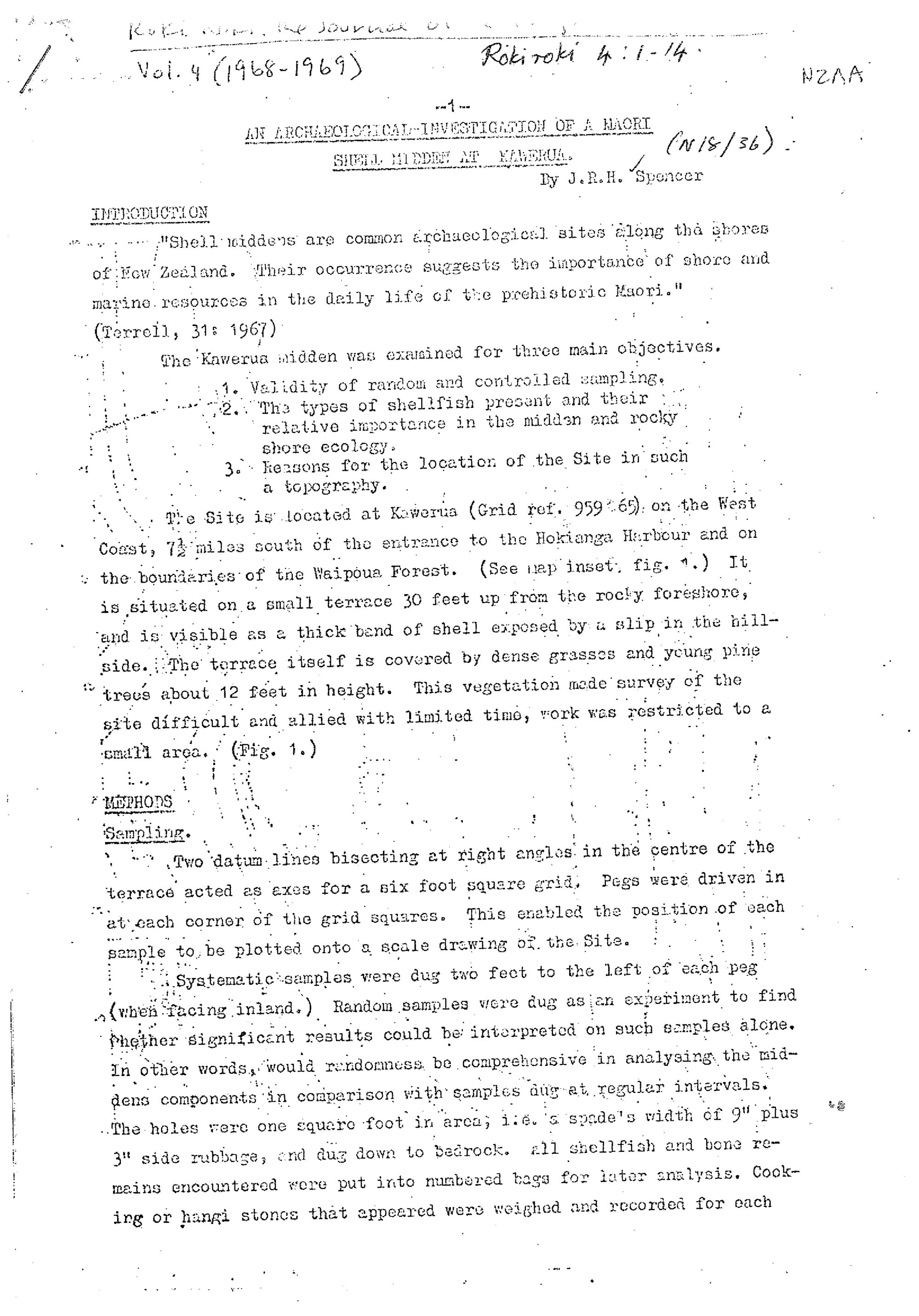 An archaeological investigation of a maori shell hidden at Kawerua