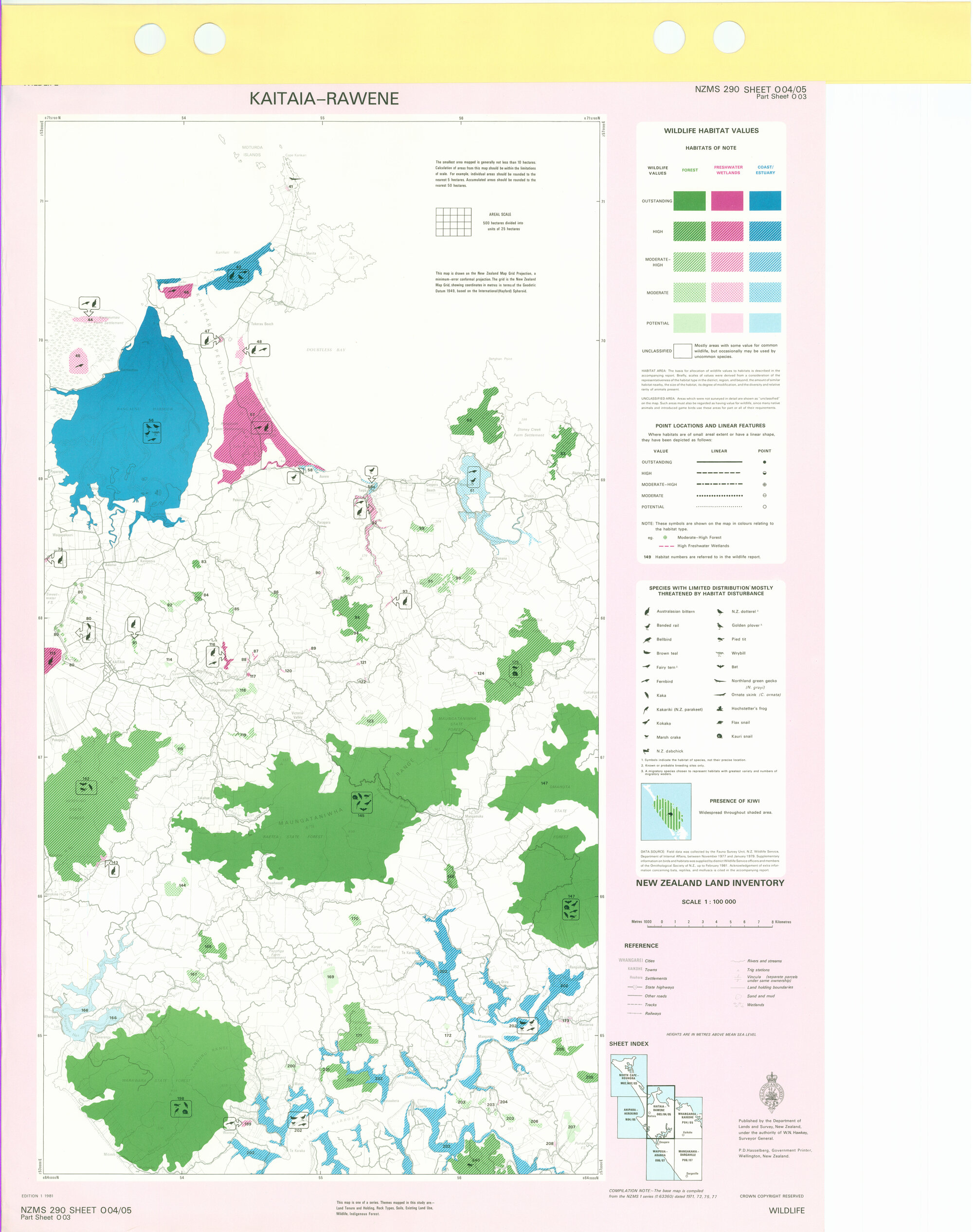 New Zealand Land Inventory : Kaitaia-Rawene : Wildlife