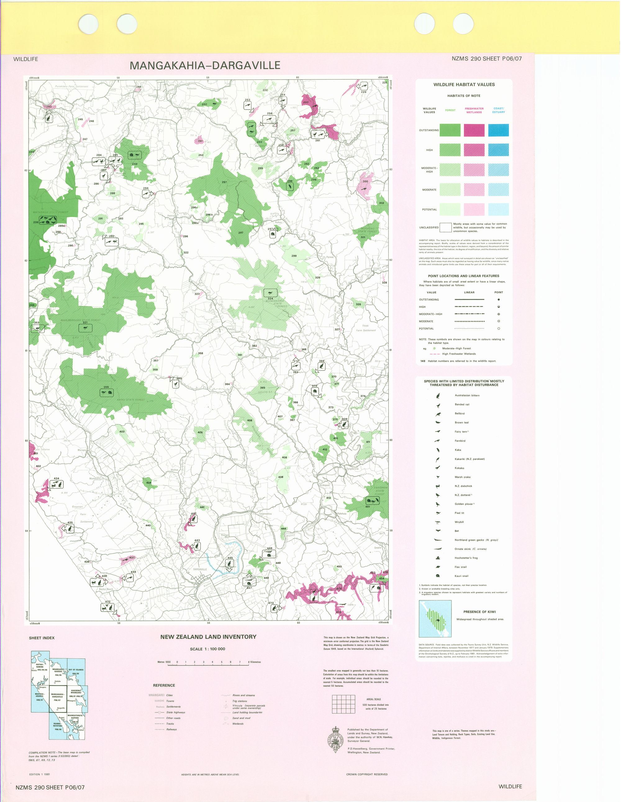 New Zealand Land Inventory : Mangakahia-Dargaville : Wildlife
