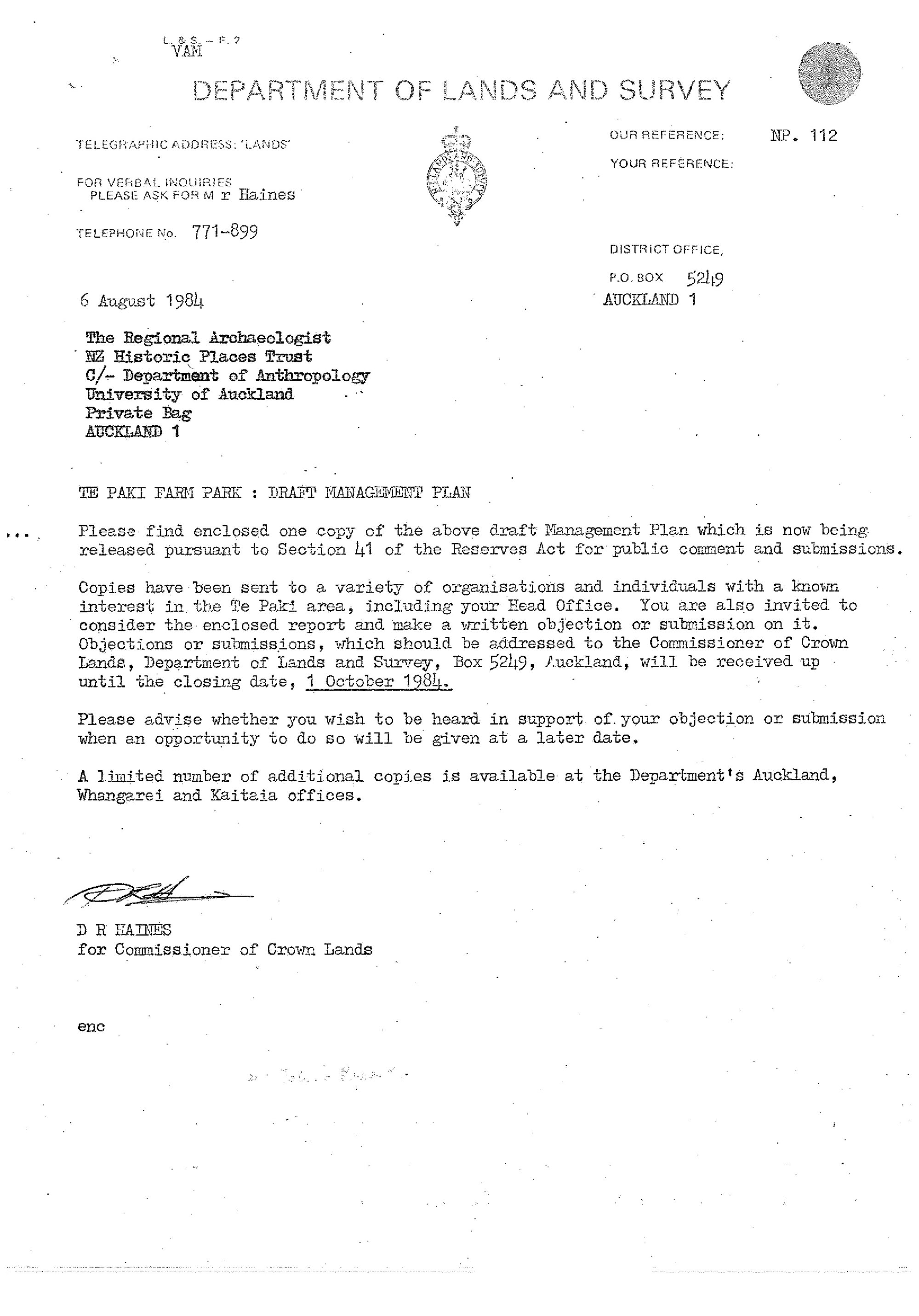 Submission. Te Paki Farm Park: Draft Management Plan