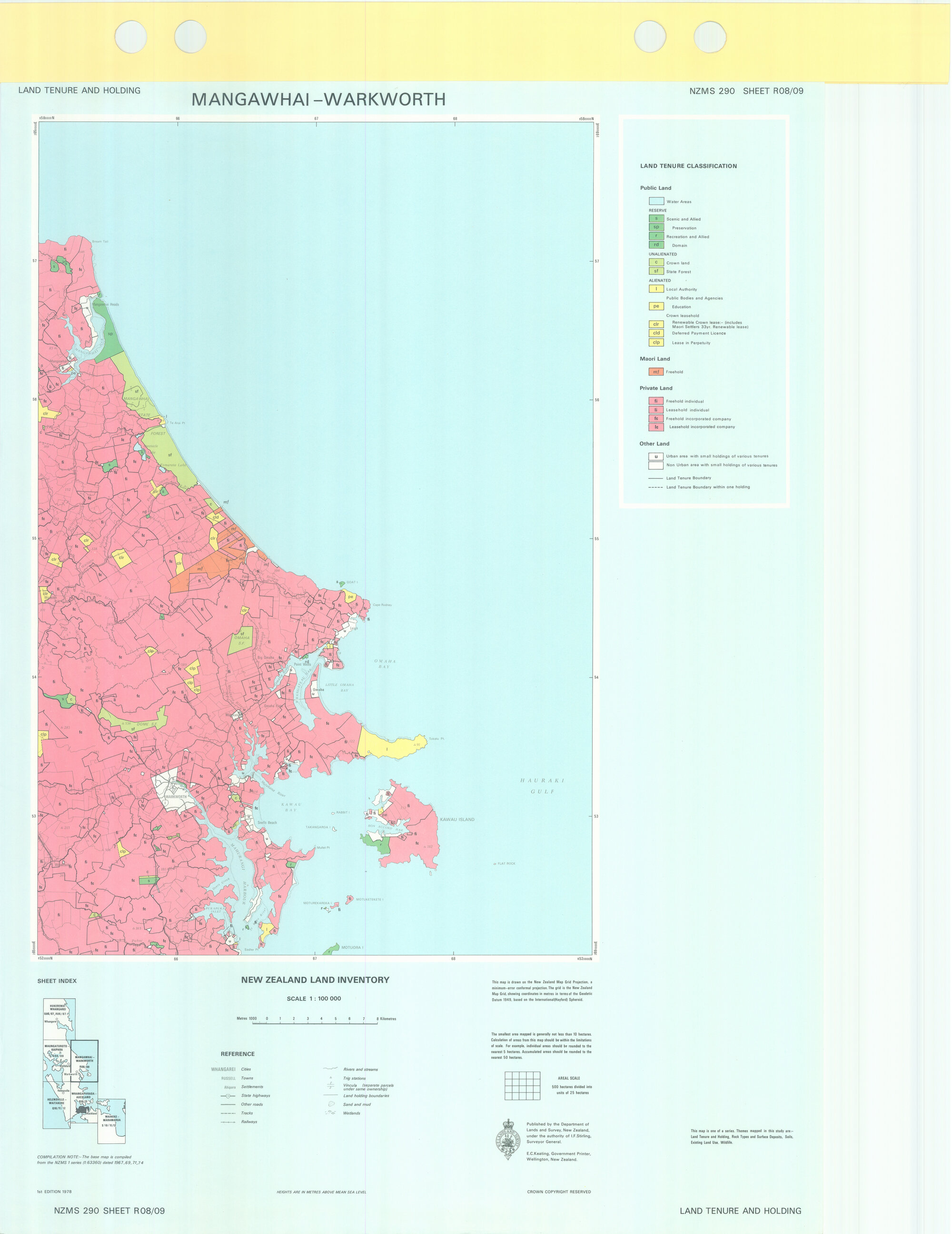 New Zealand Land Inventory : Mangawhai-Warkworth : Land tenure and holding