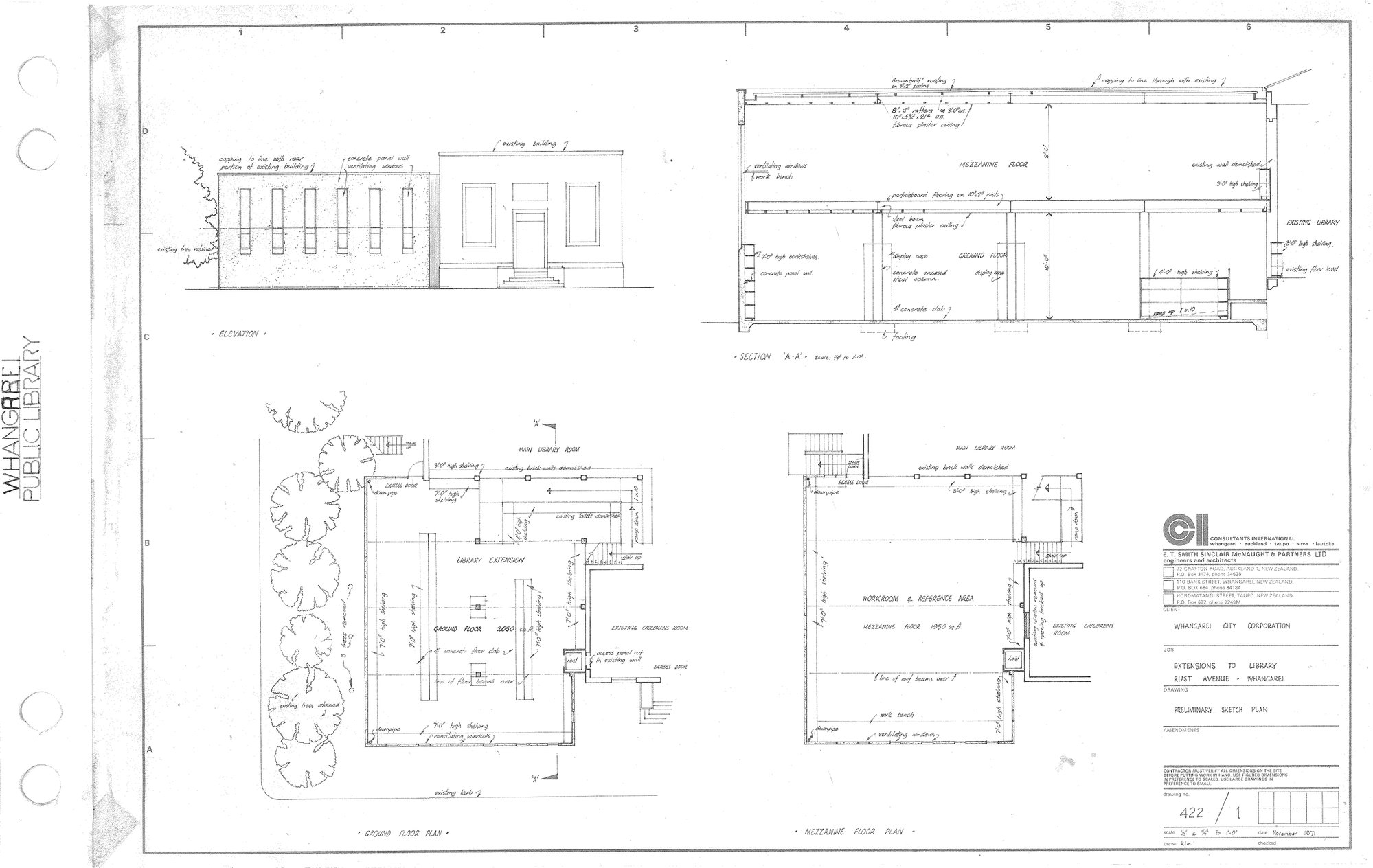 Extensions to Library Rust Avenue - Whangarei : Preliminary sketch plan