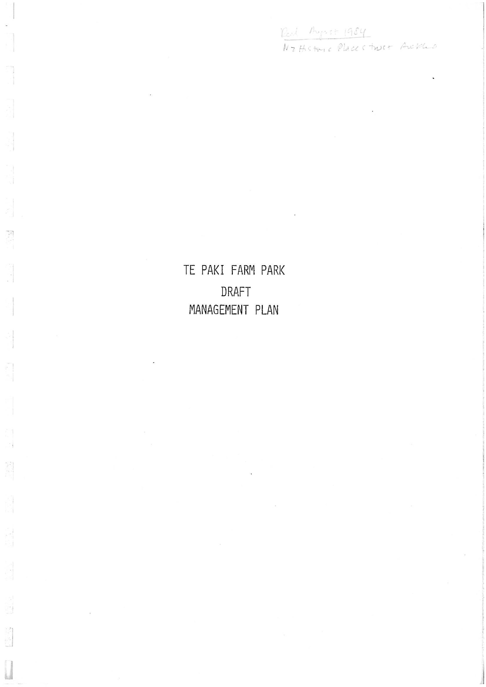 Te Paki Farm Park Draft Management Plan