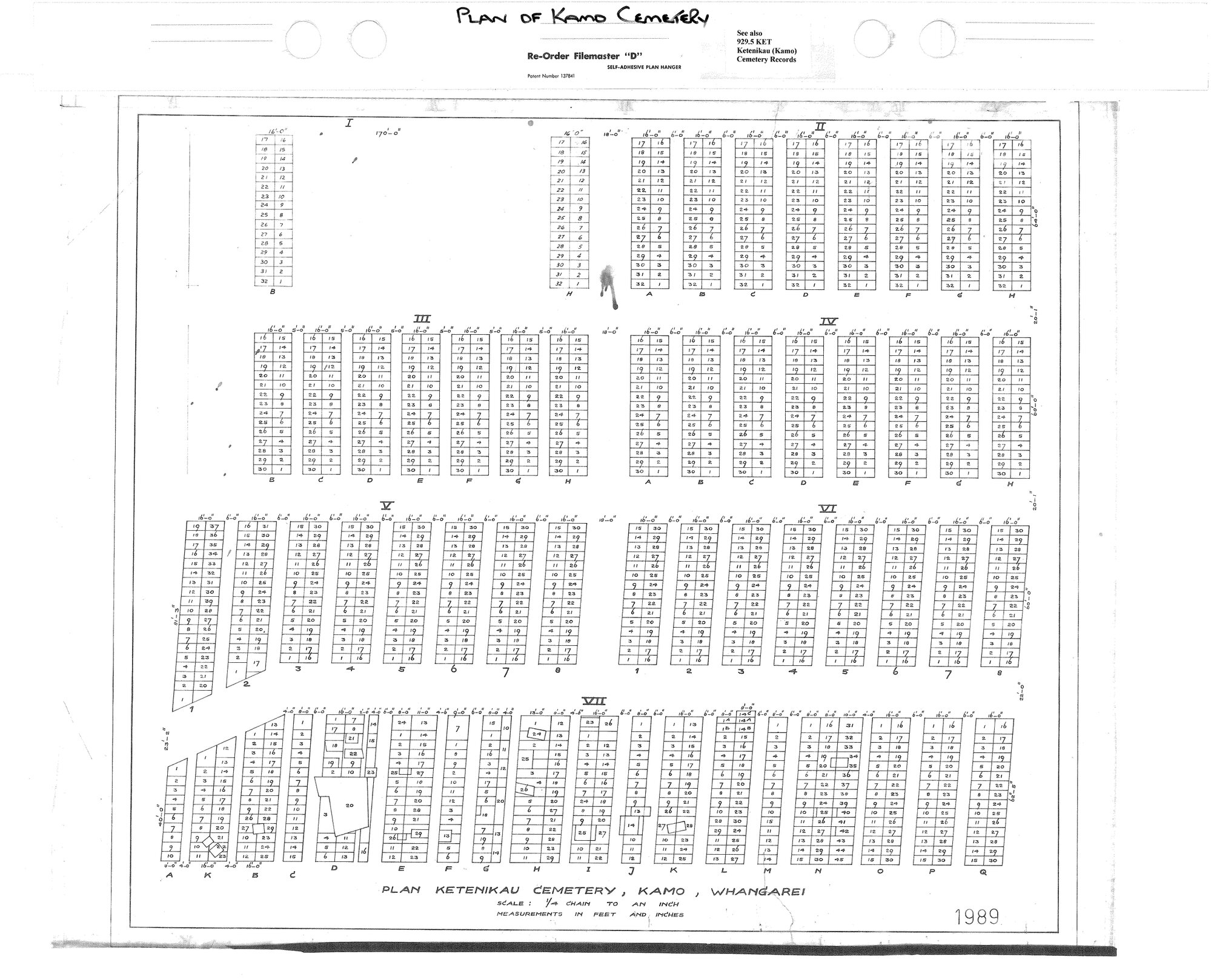 Plan Ketenikau Cemetery, Kamo, Whangarei