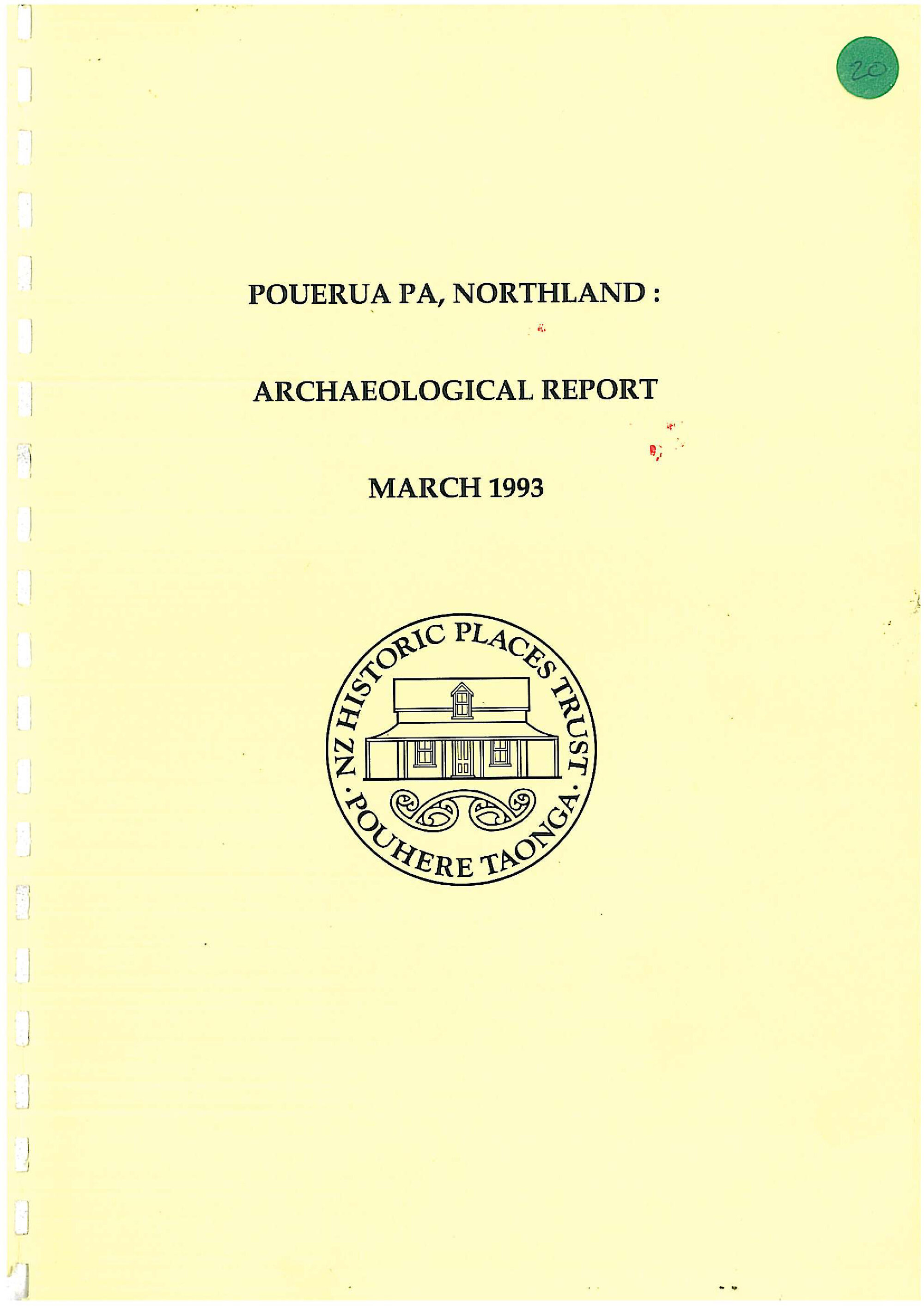 Pouerua Pa, Northland. Archaeological report