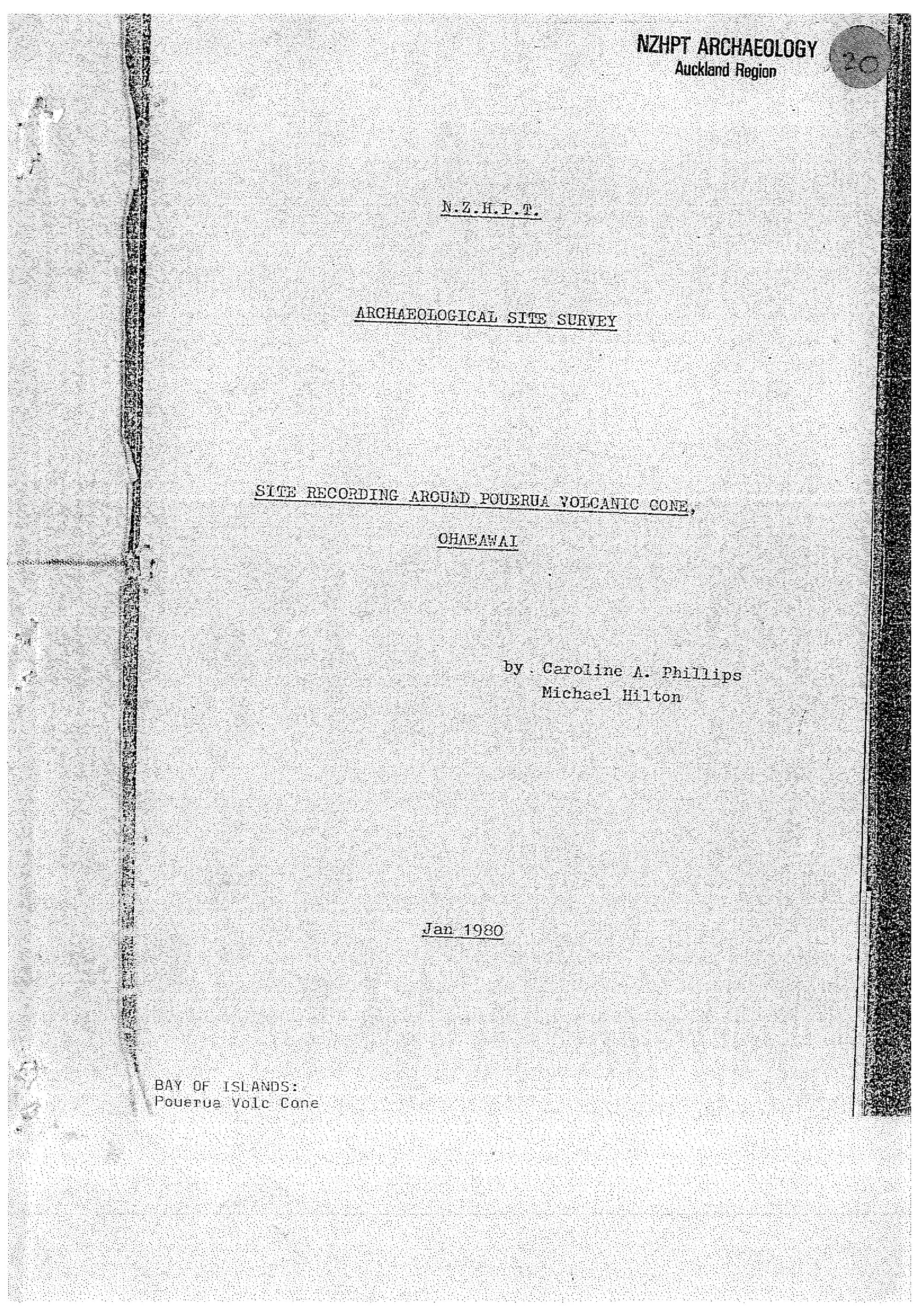 Site recording around Pouerua volcanic cone. Archeological site survey