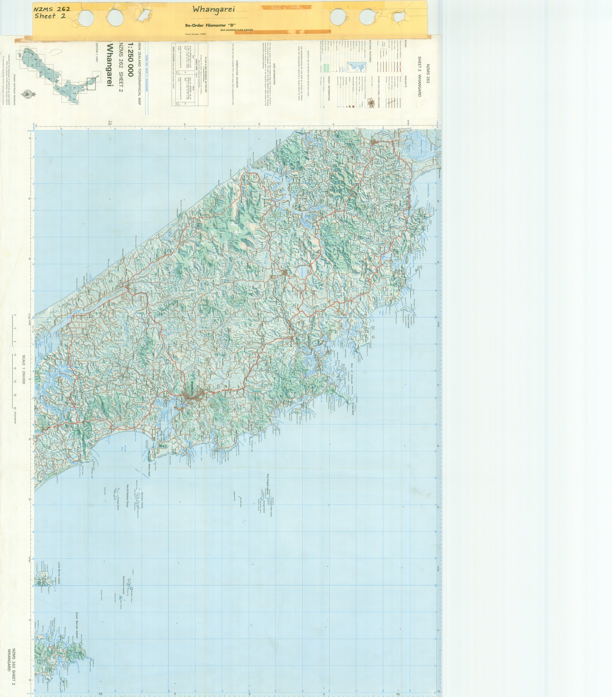 Whangarei Topographical Map NZMS 262 Sheet 2