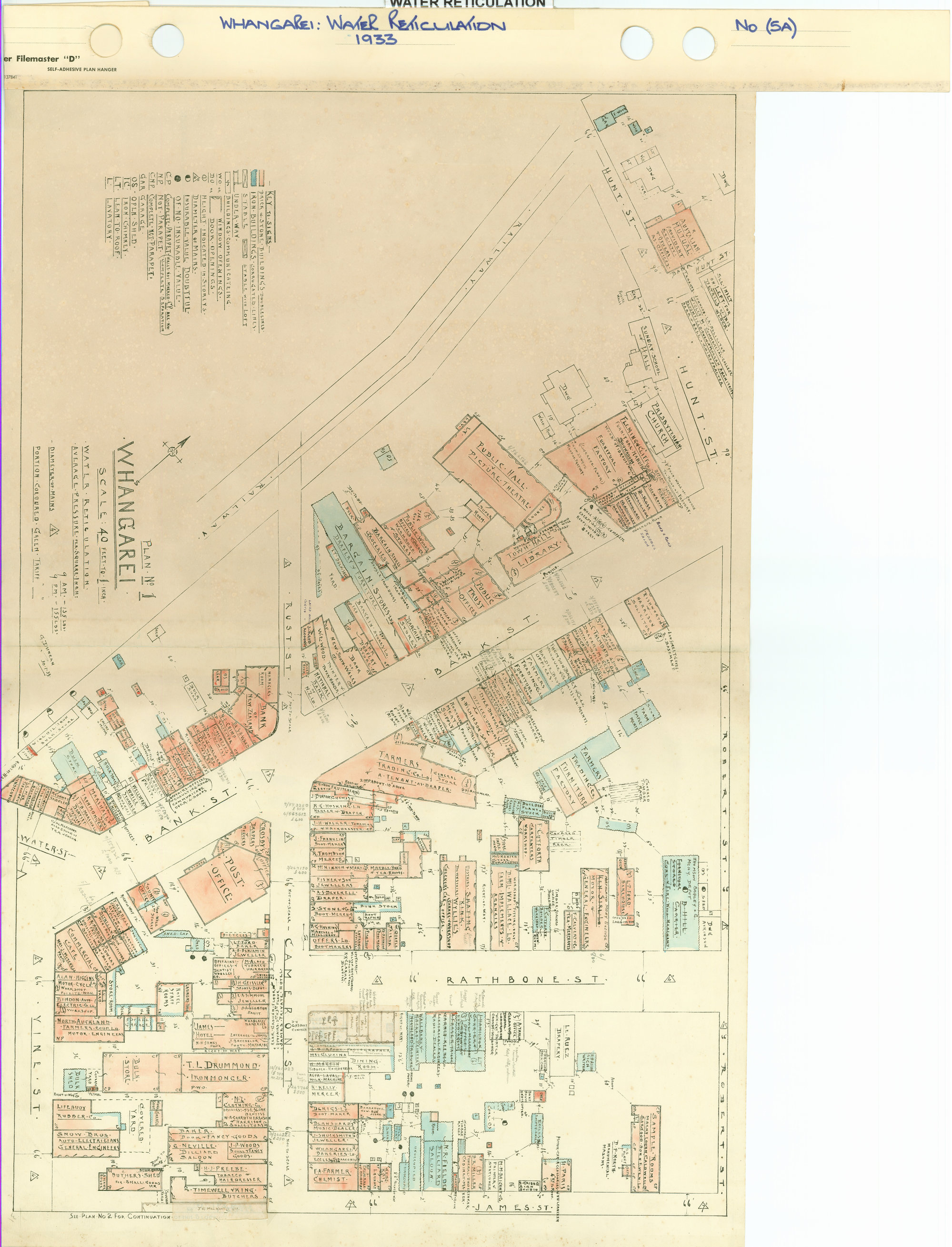Whangarei Plan no. 1 : Water reticulation