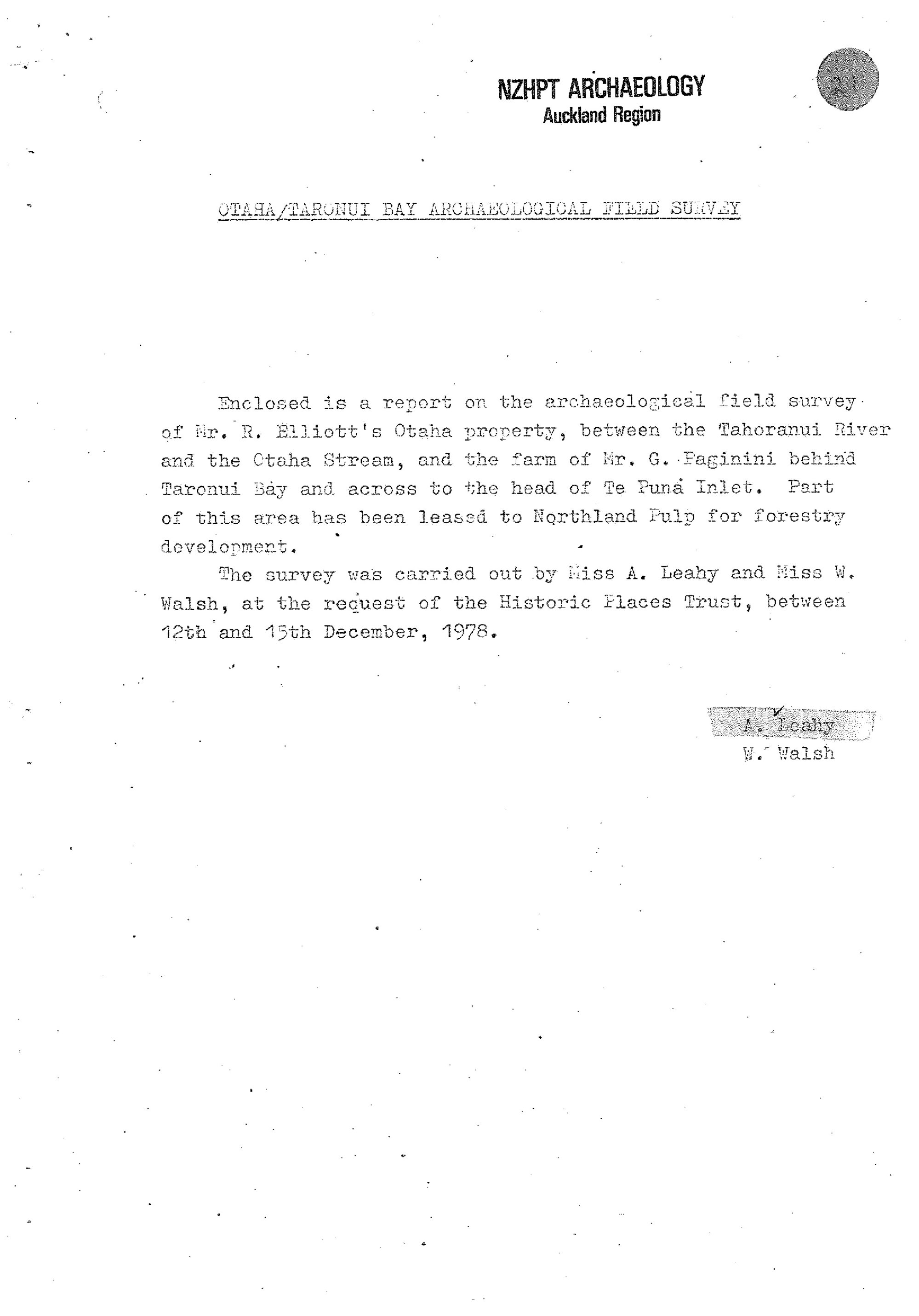 Otaha.Taronui Bay archaeological field study