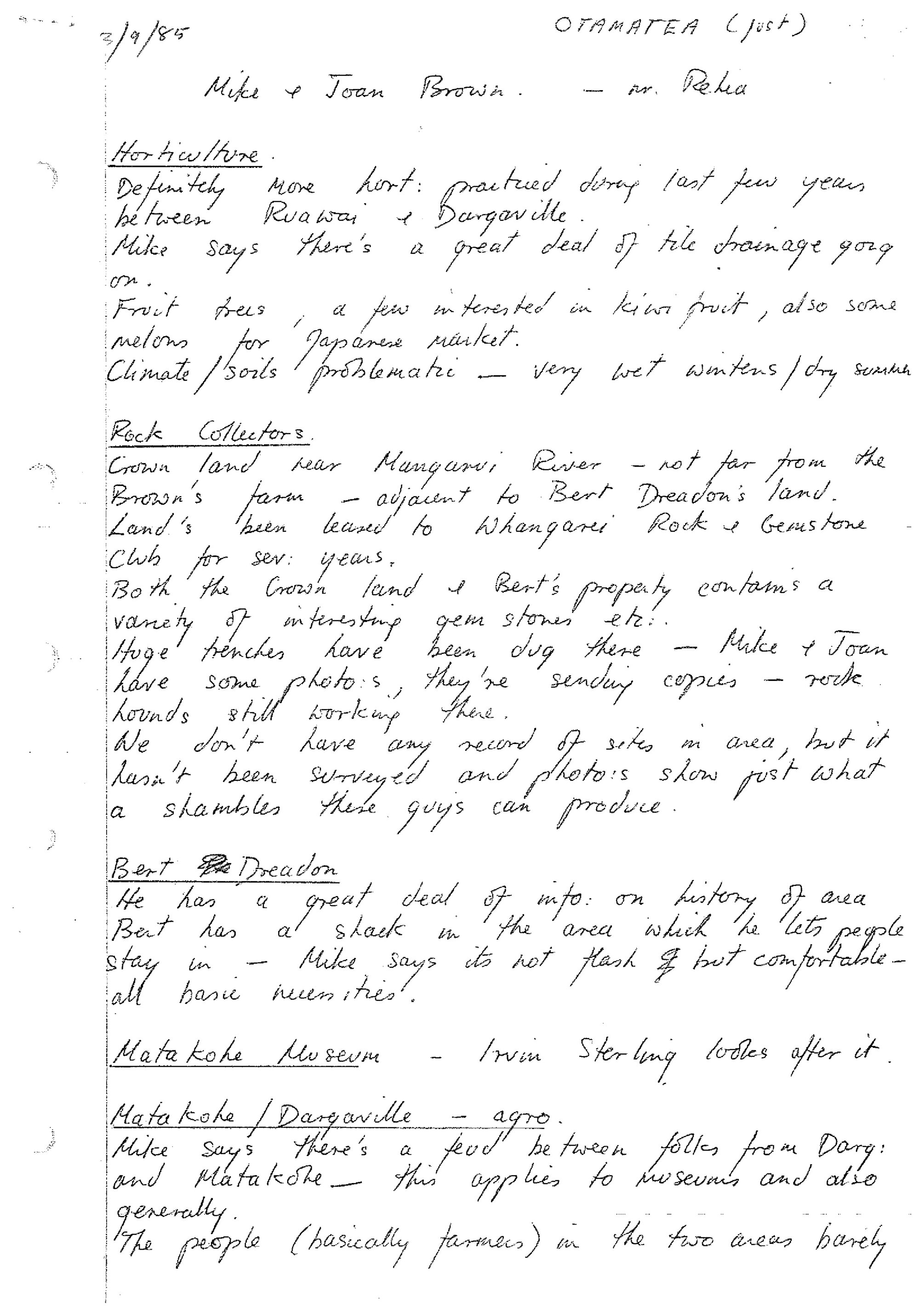 Hobson County, Dargaville Notes