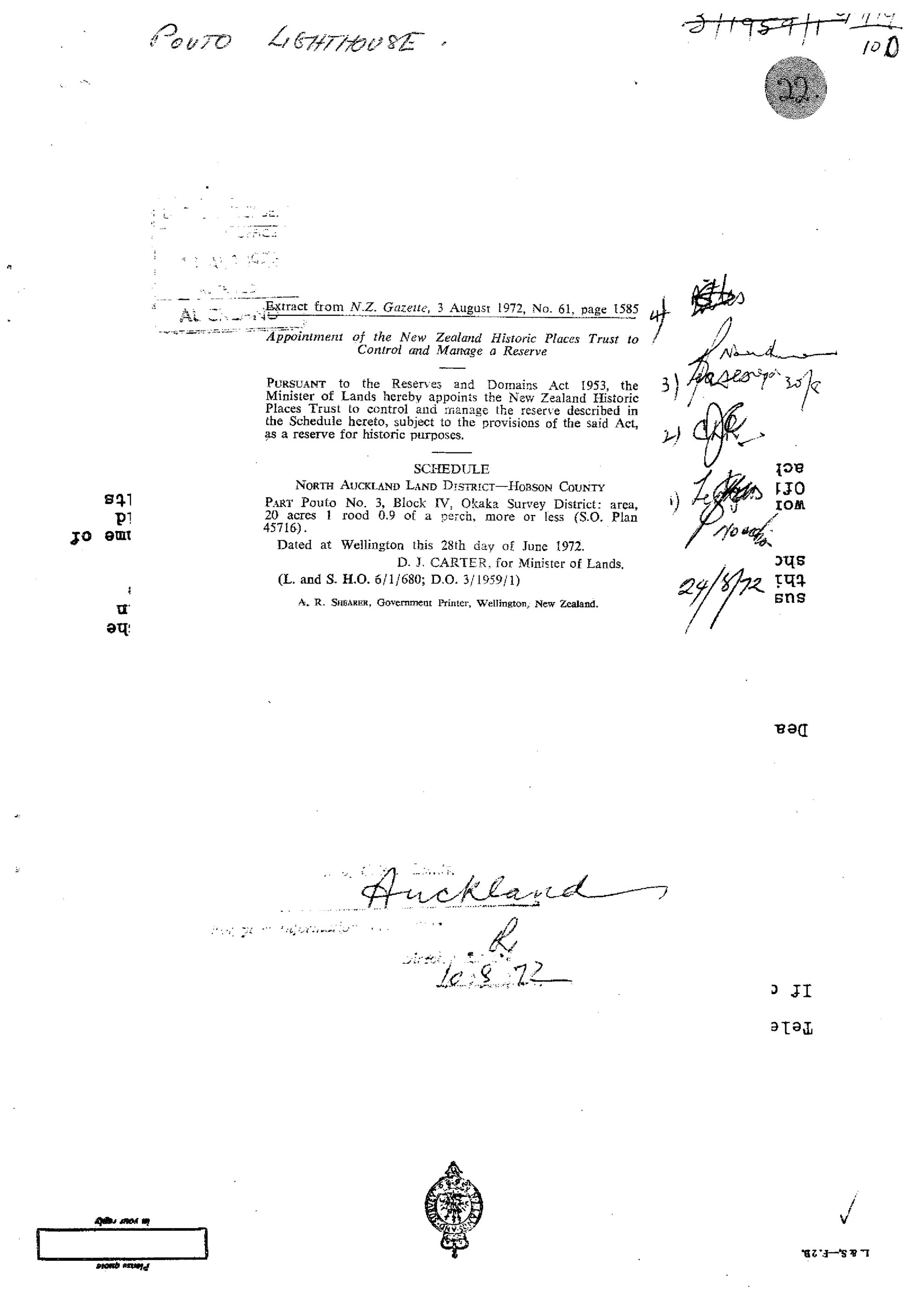 Notes, Article. Pouto Lighthouse