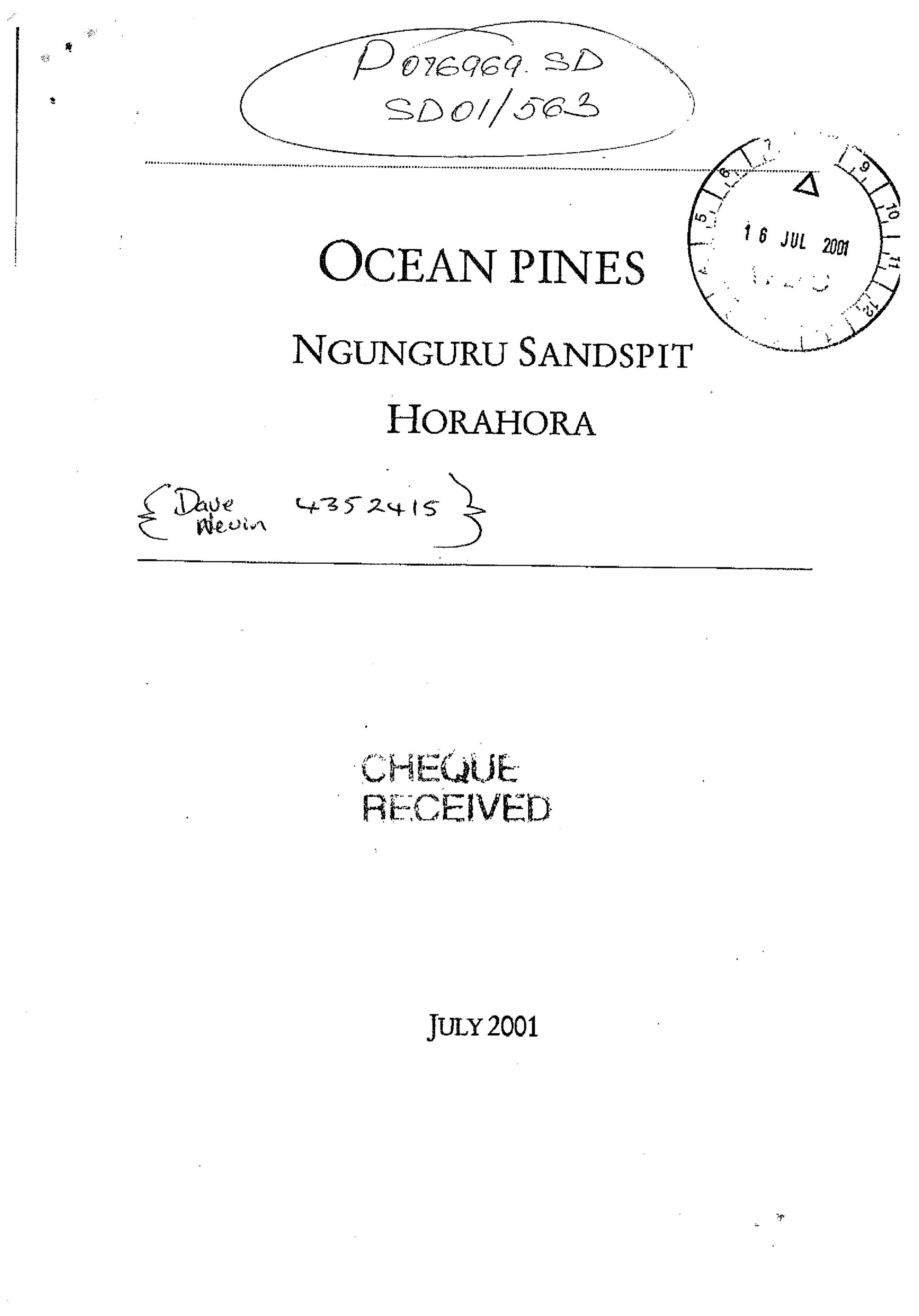 Ocean Pines. Ngunguru Sandspit, Horahora. Subdivision proposal