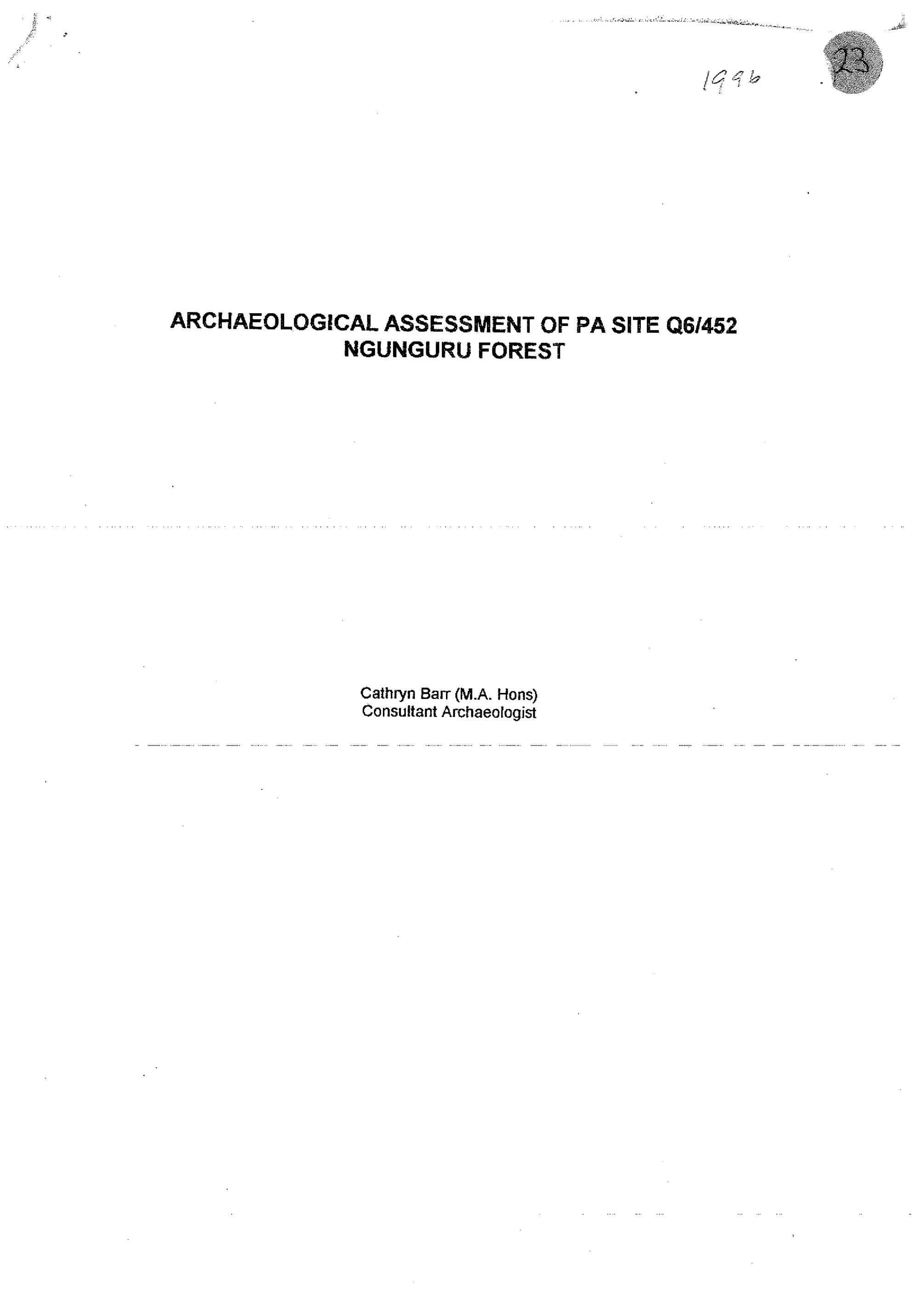 Archaeological assessment of Pa Site Q6452, Ngunguru Forest