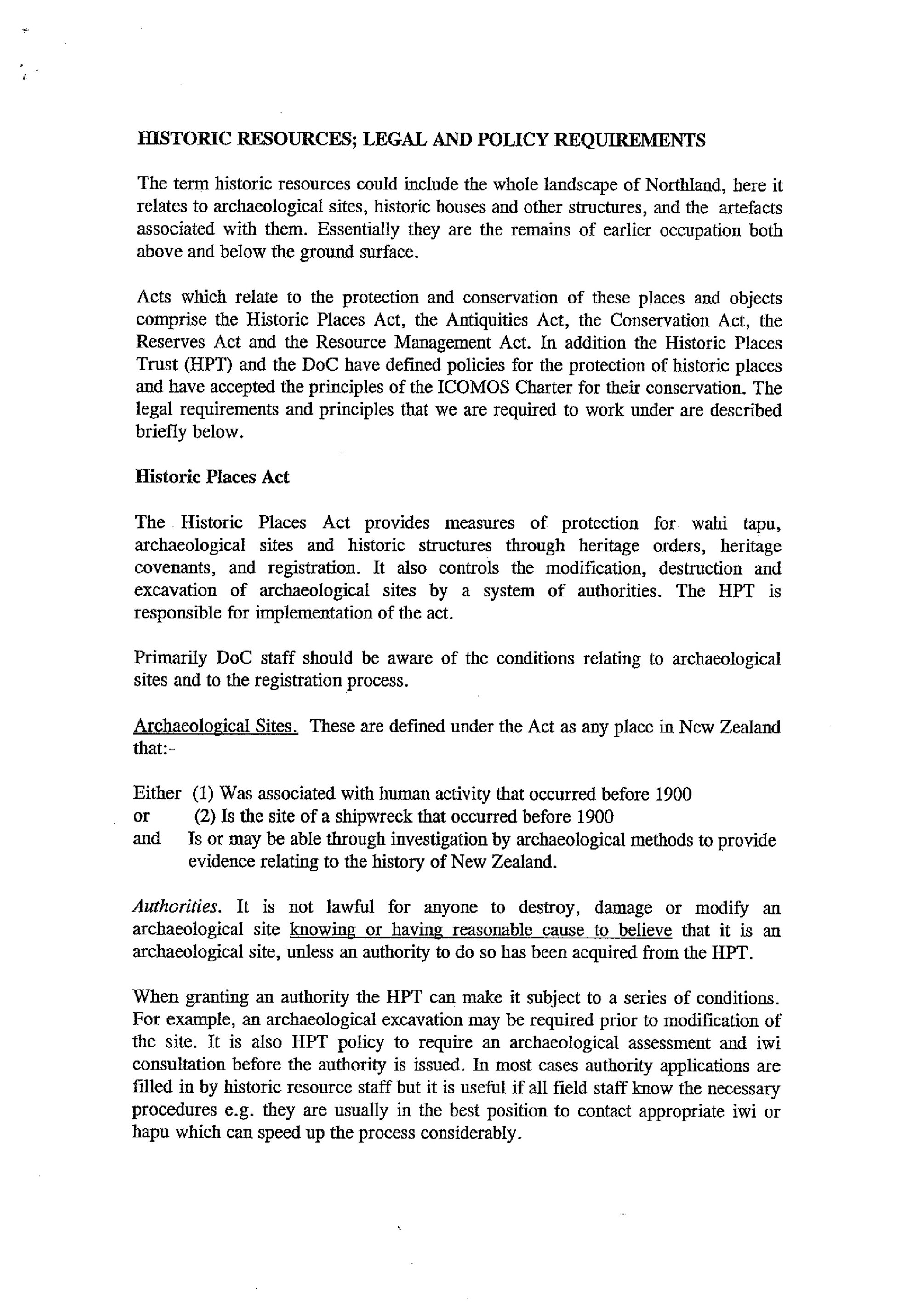 Historic Resources, Legal and Policy requirements