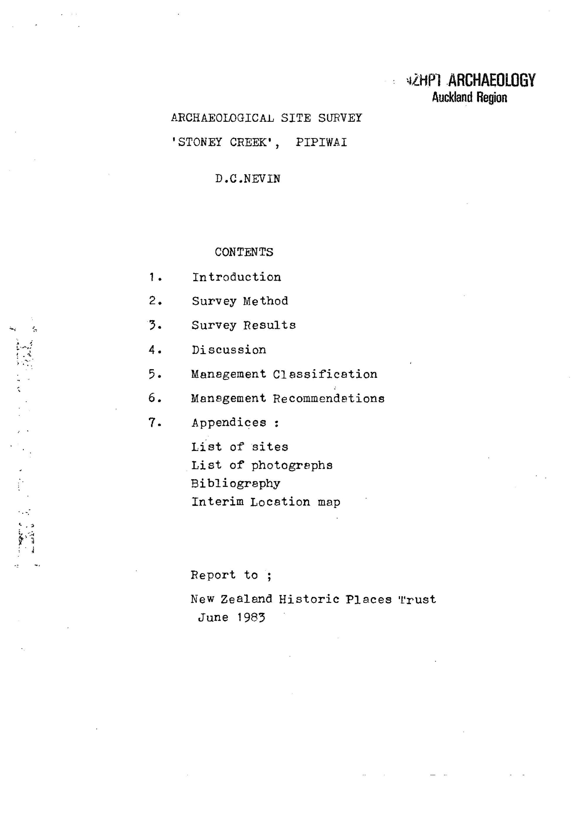 Archaeological site survey 'Stoney Creek', Pipiwai