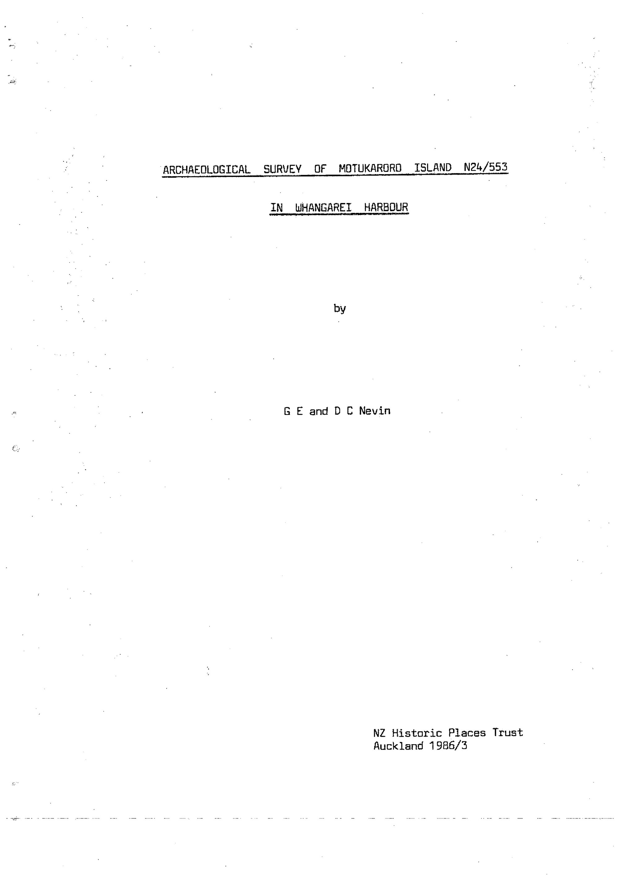 Archaeological survey of Motukaroro Island N25-553 in Whangarei Harbour.