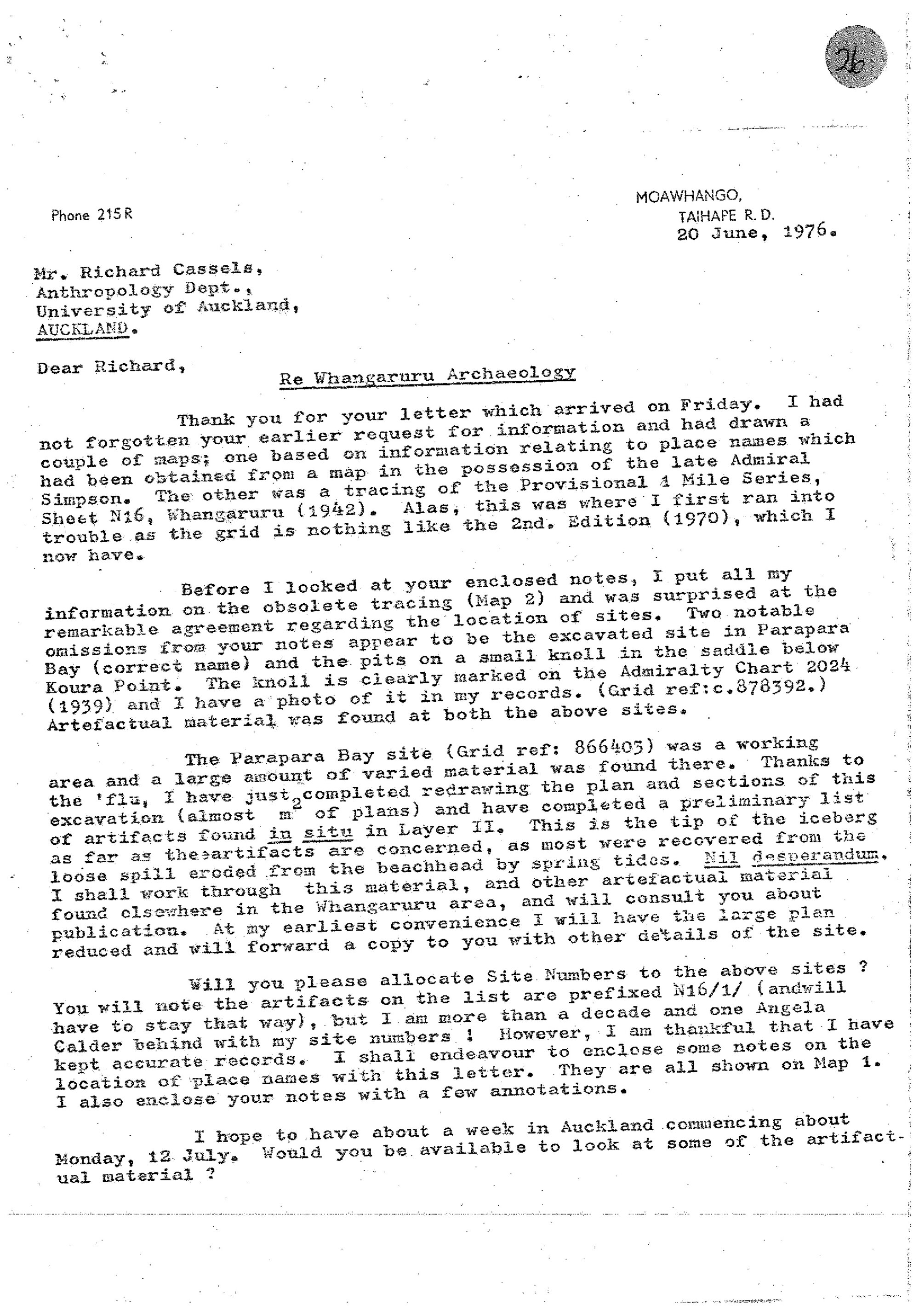 Whangaruru Archaeology. Parapara Bay excavation.Whangaururu North Head. Whangaruru place names